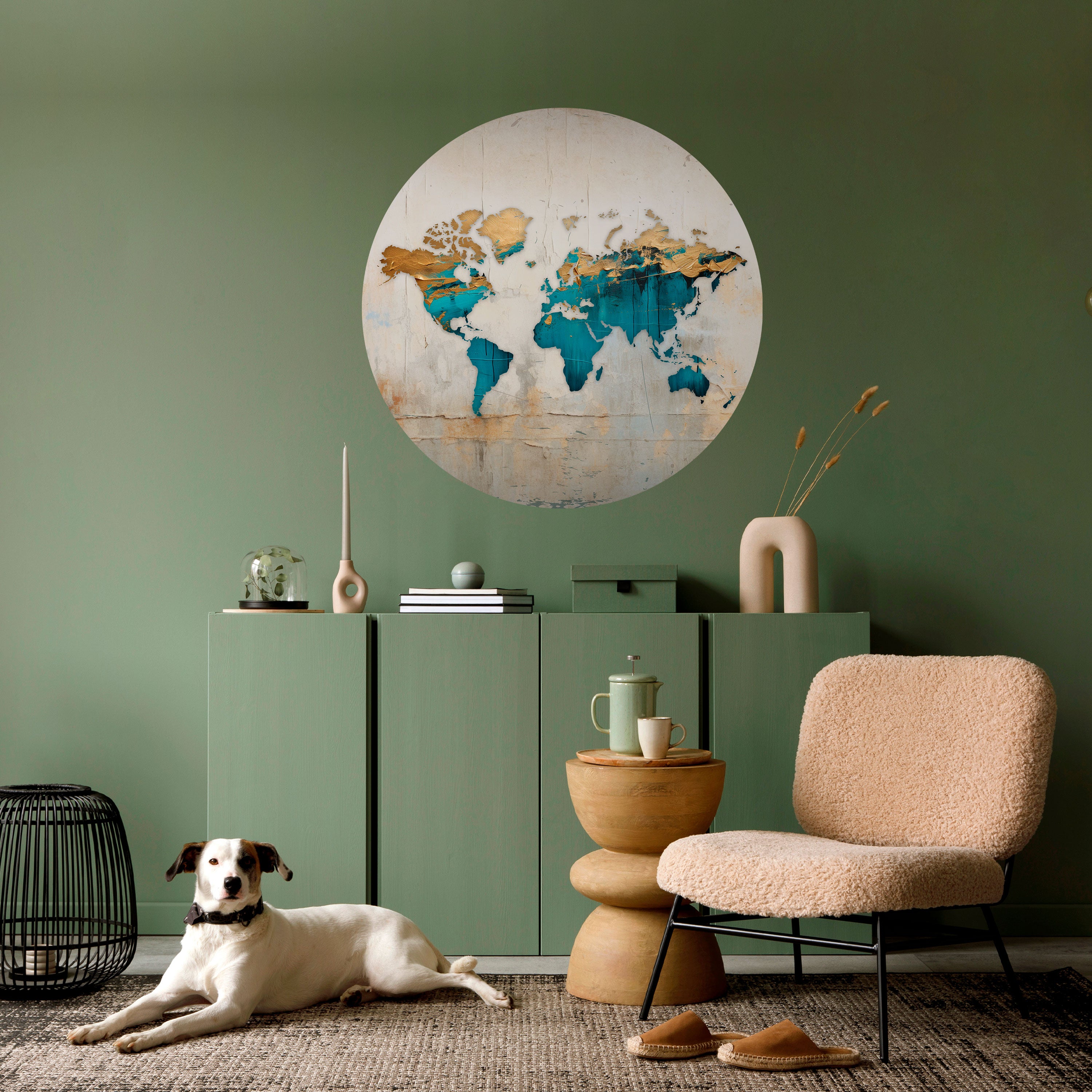 AZURE GILDED MAP Naklejka okrągła