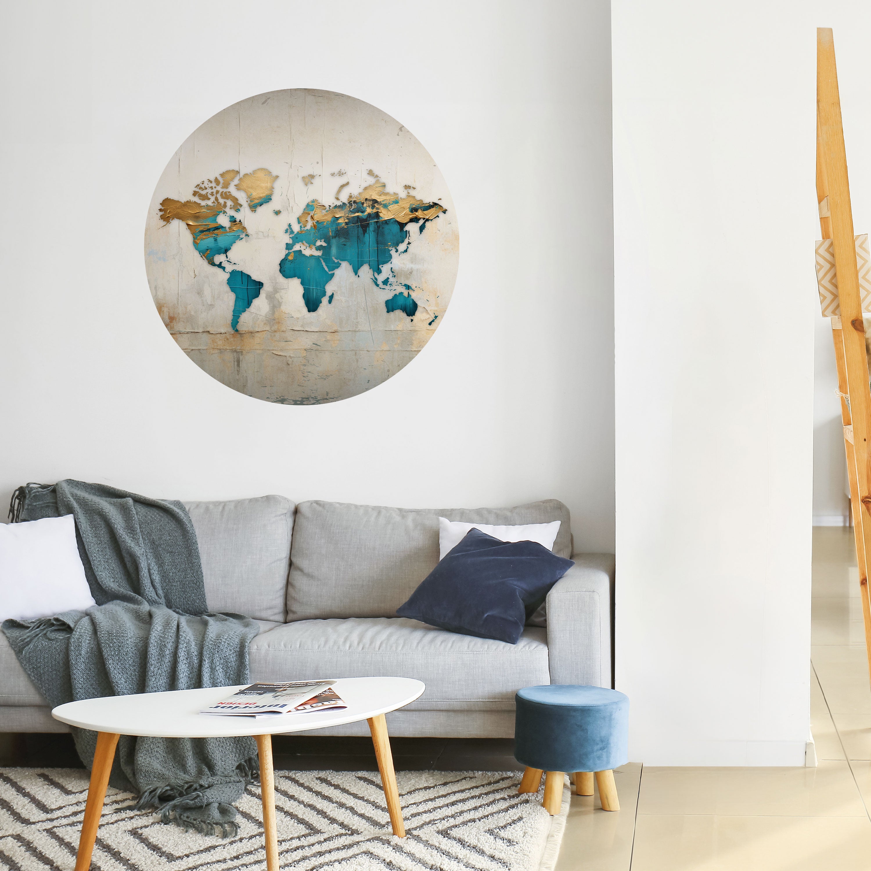 AZURE GILDED MAP Naklejka okrągła