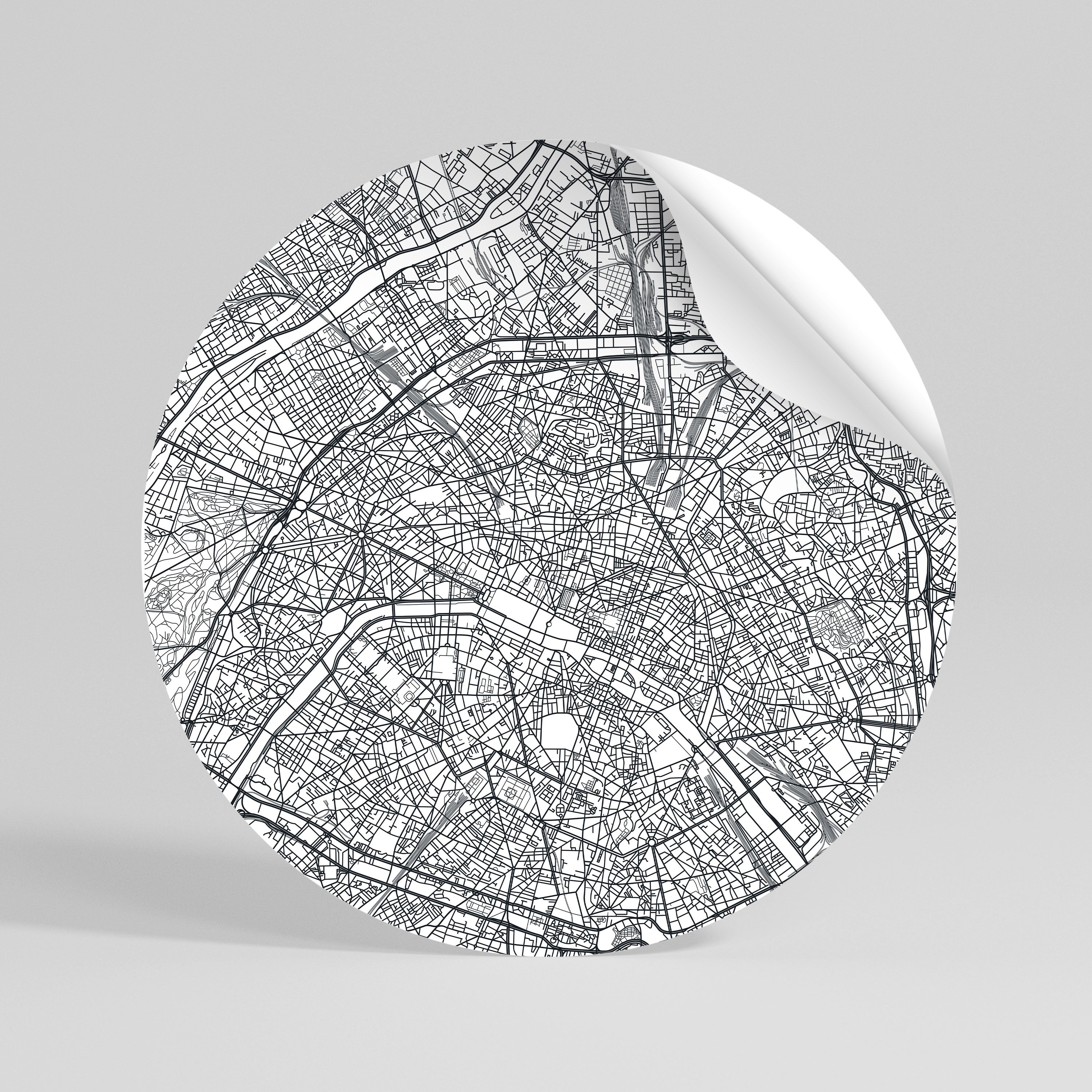 PARIS TOWN PLAN Naklejka - okrągła