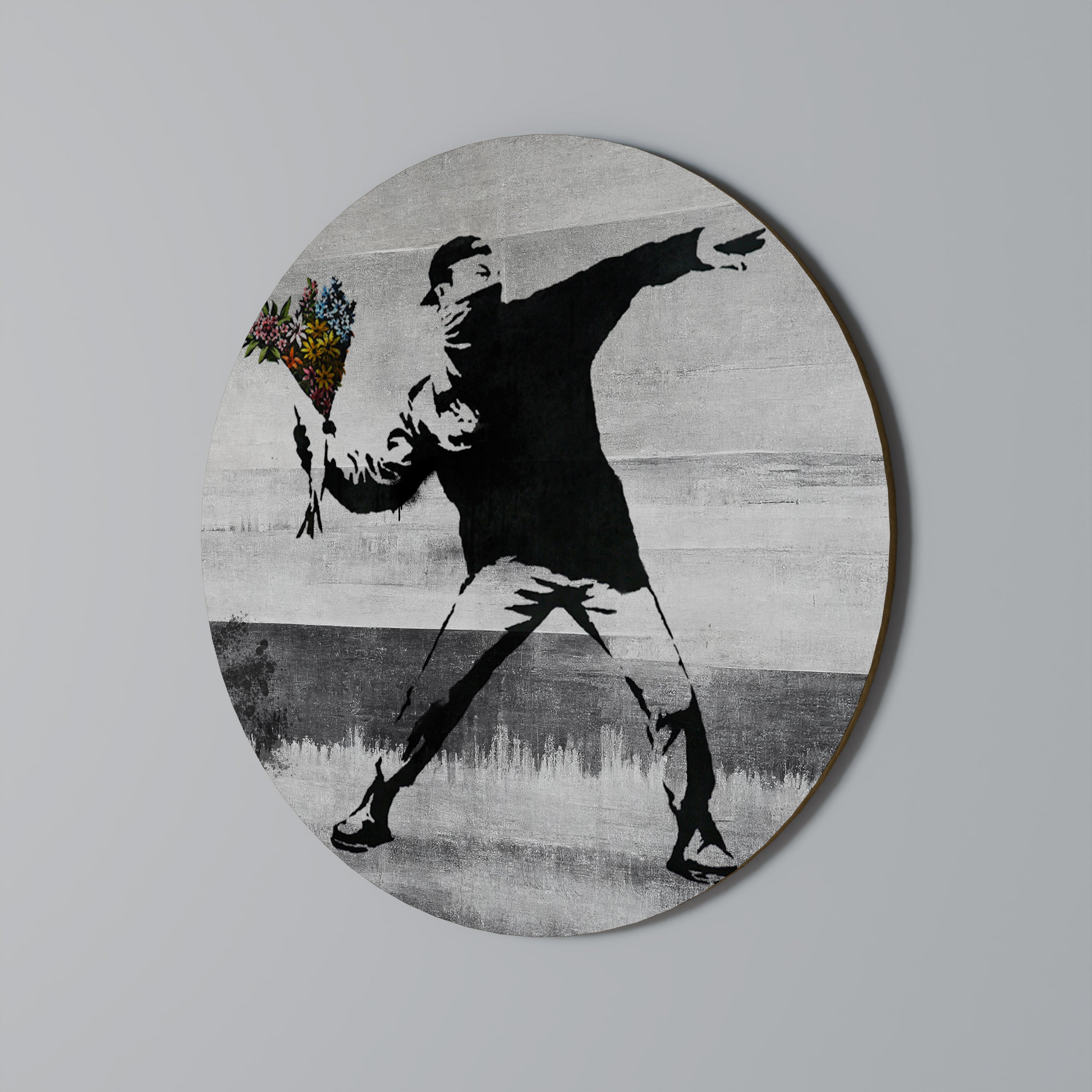 FLOWER BOMBER (BANKSY) Obraz okrągły
