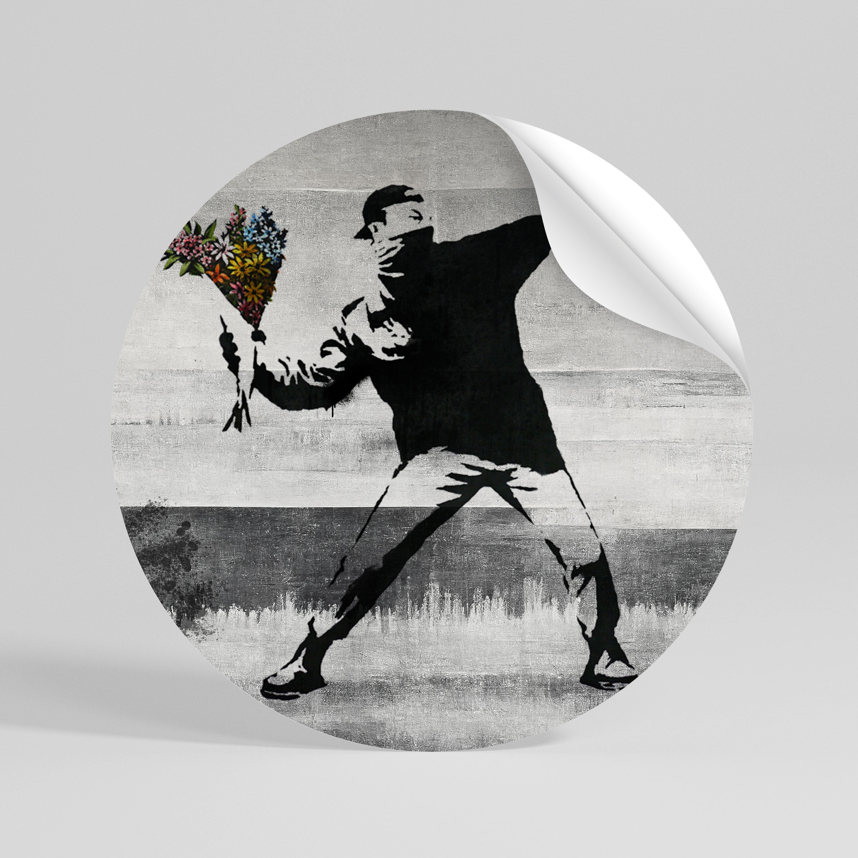 FLOWER BOMBER (BANKSY) Naklejka - okrągła