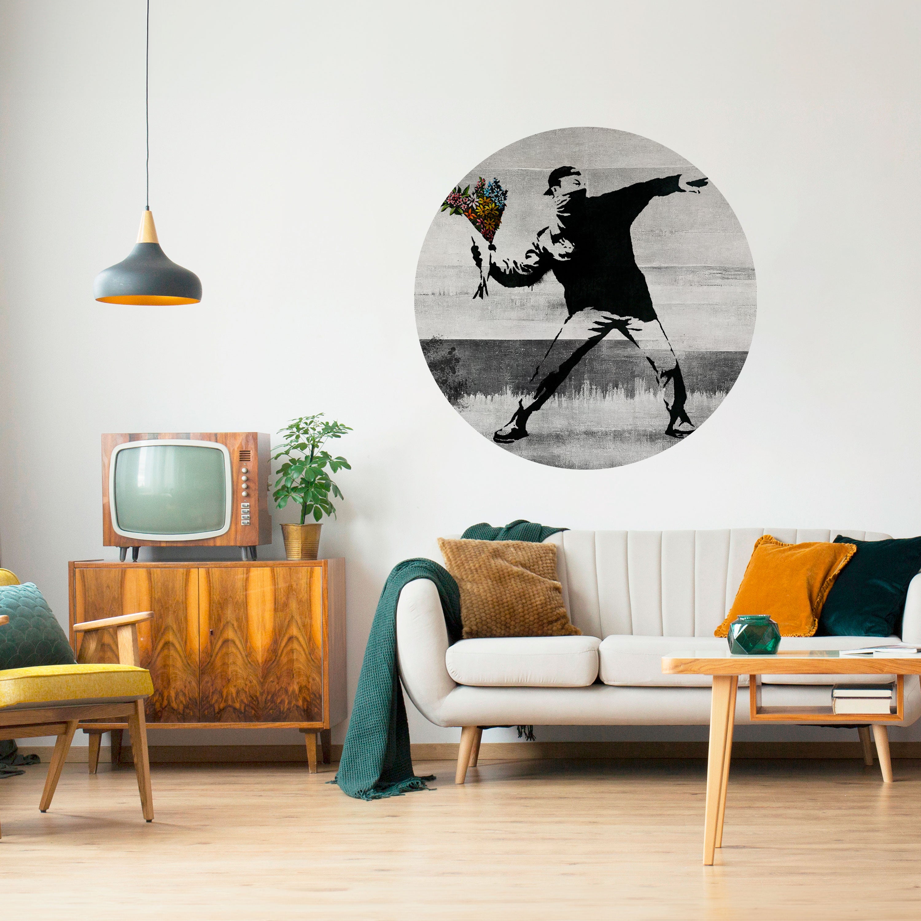 FLOWER BOMBER (BANKSY) Naklejka okrągła