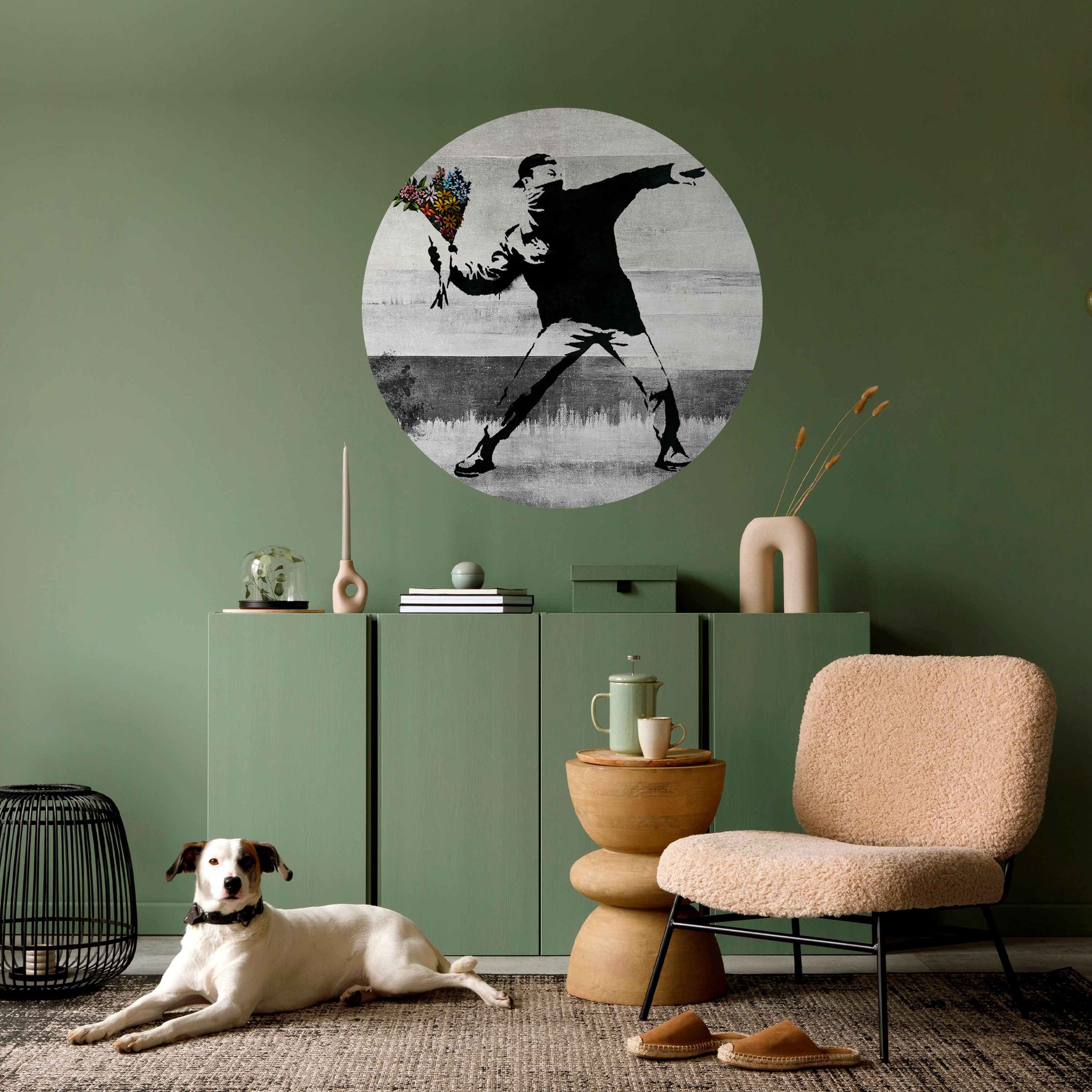 FLOWER BOMBER (BANKSY) Naklejka okrągła