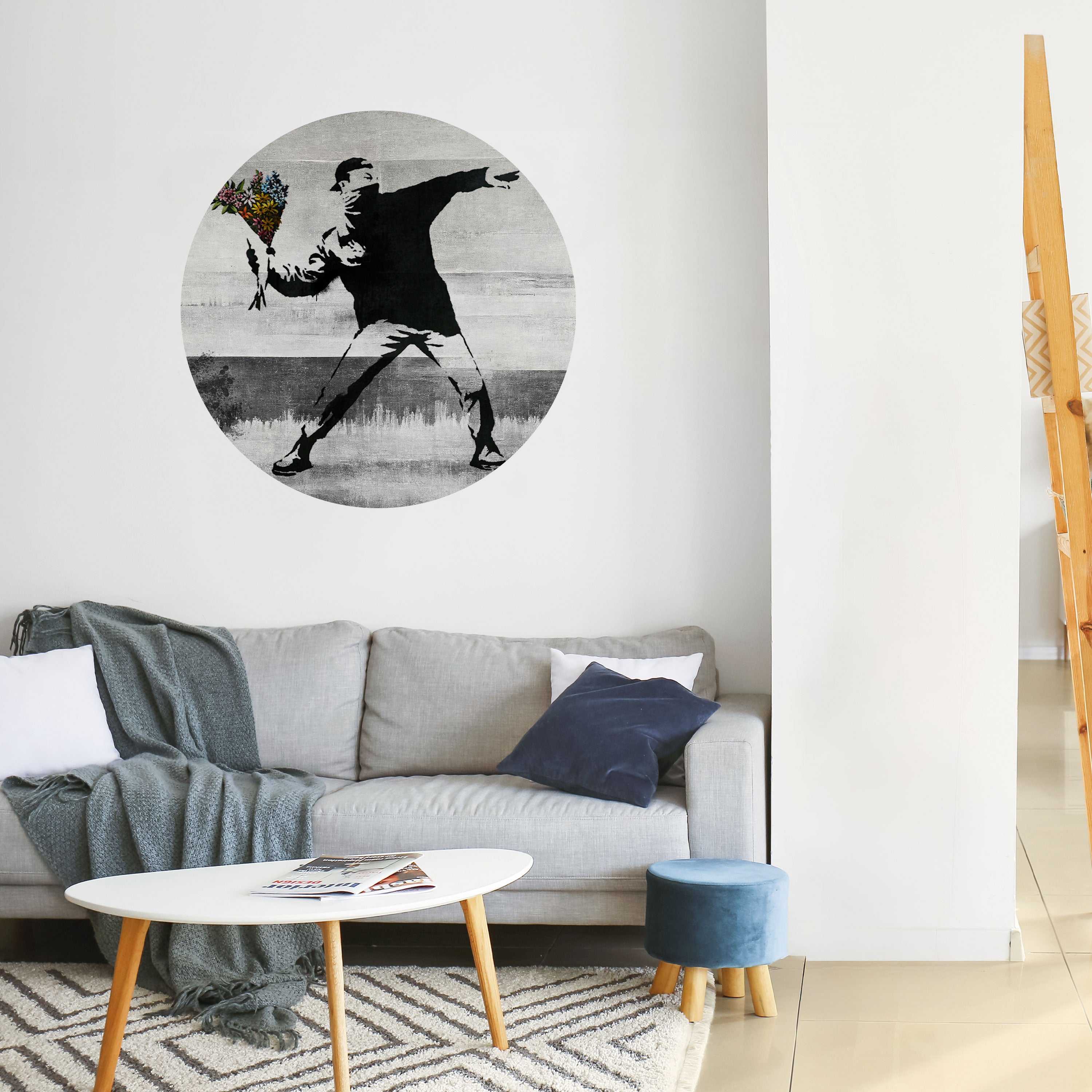 FLOWER BOMBER (BANKSY) Naklejka okrągła