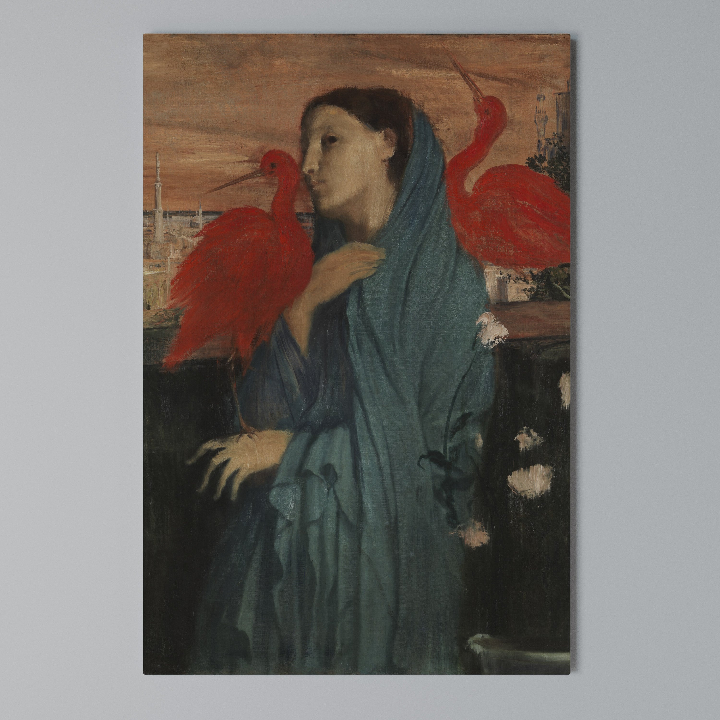 YOUNG WOMAN WITH IBIS Pionowy obraz na płótnie