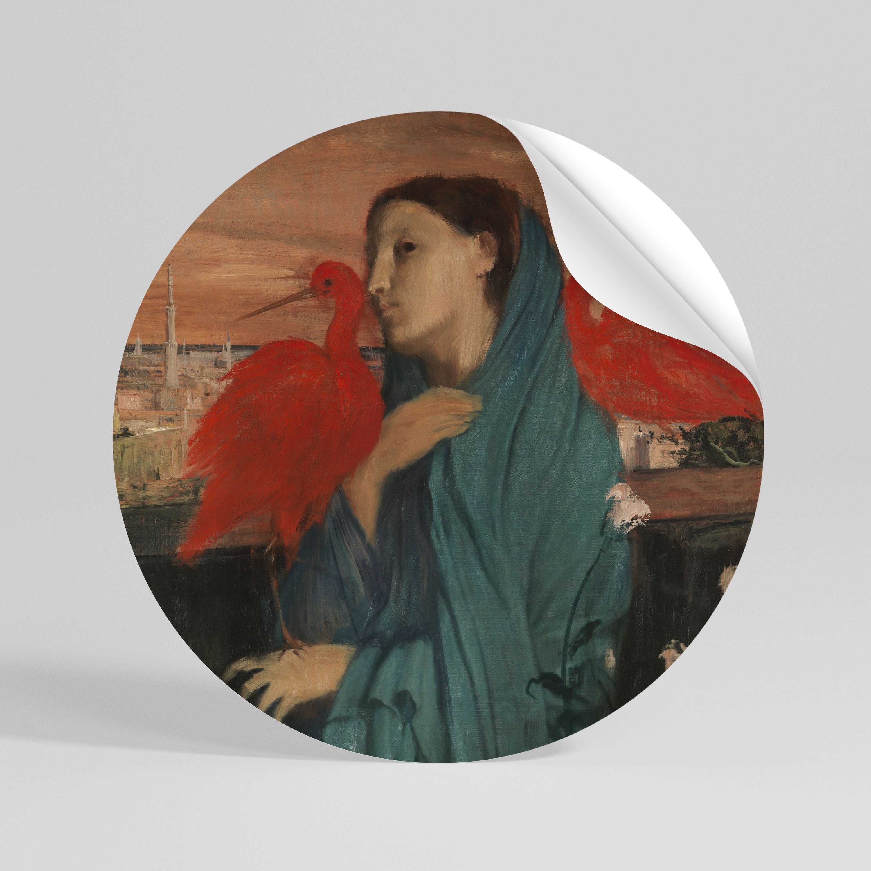 YOUNG WOMAN WITH IBIS Naklejka - okrągła