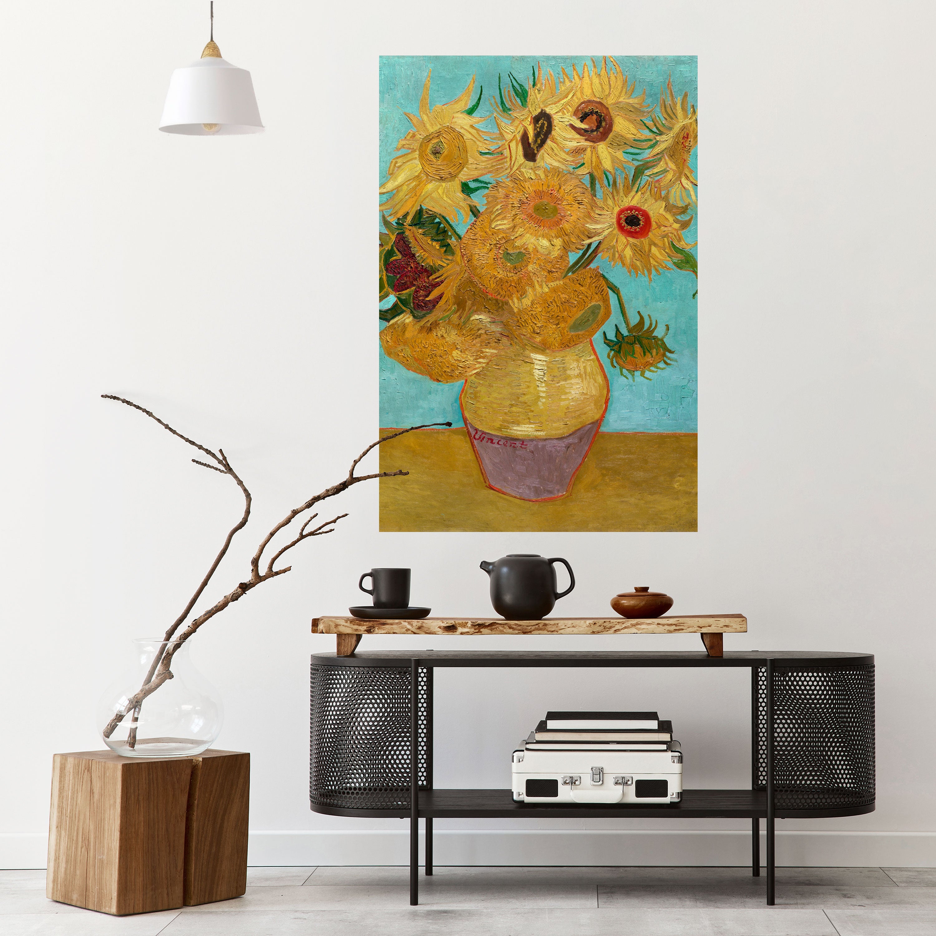 VASE WITH TWELVE SUNFLOWERS Naklejka/Plakat pionowy