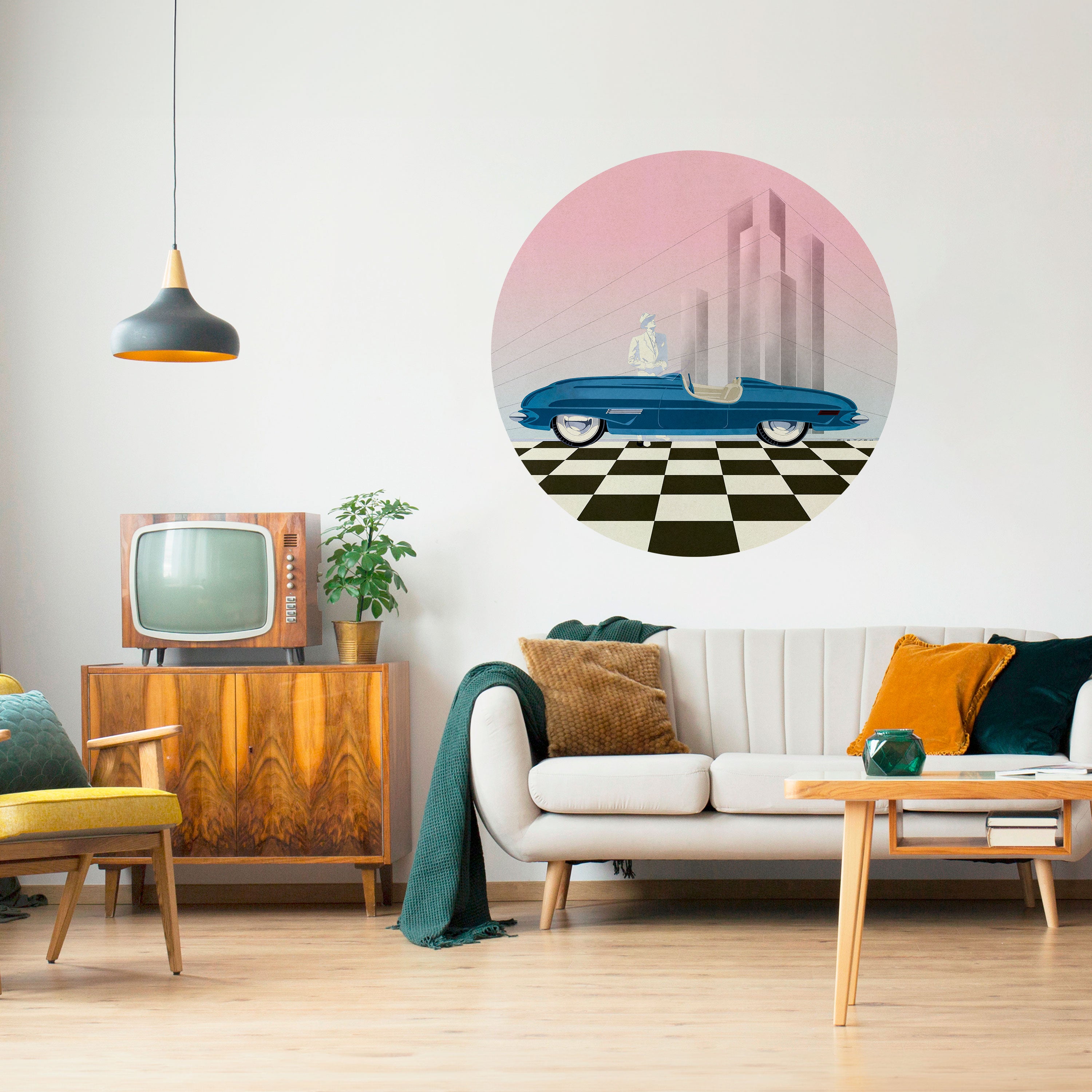 BLUE ROADSTER Naklejka okrągła