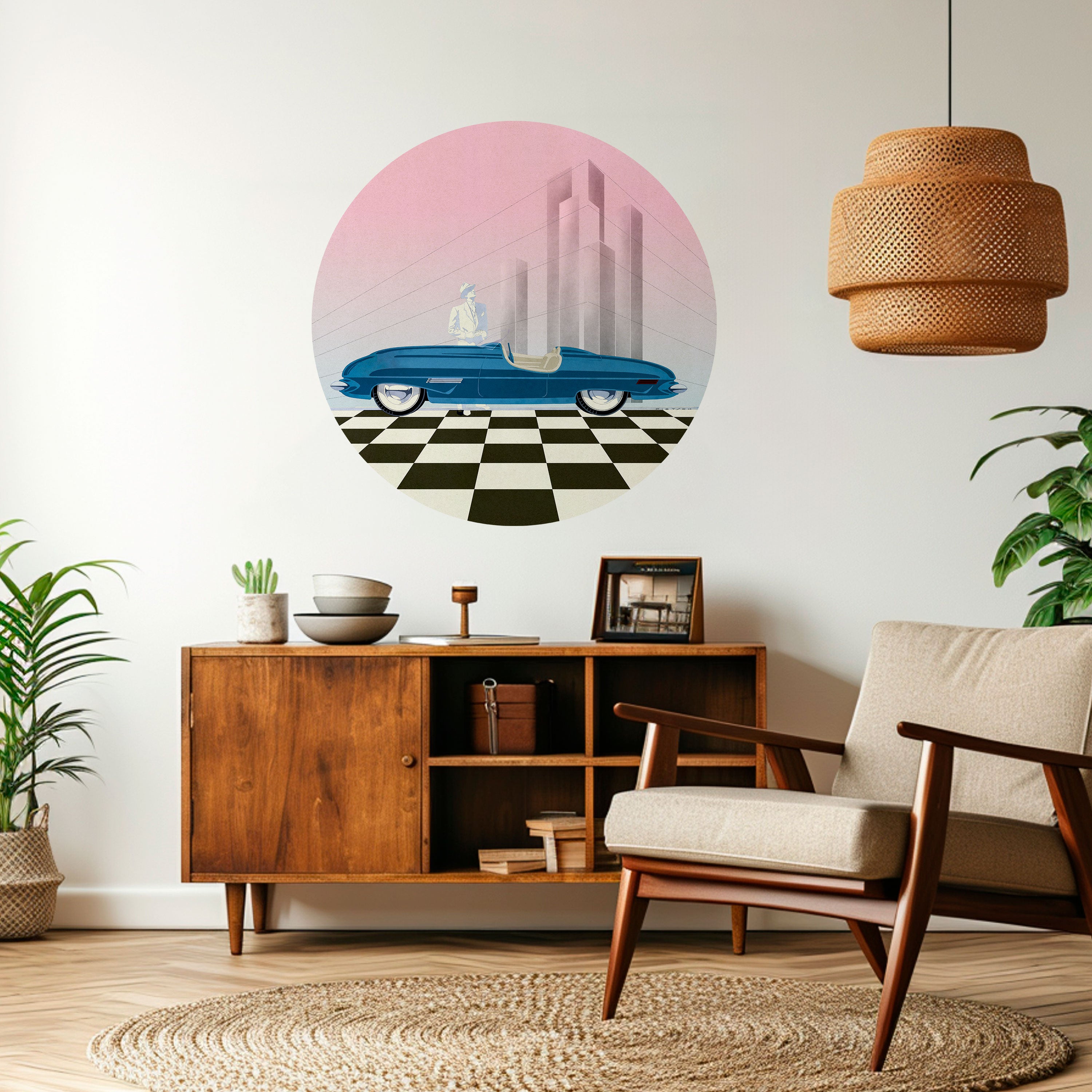 BLUE ROADSTER Naklejka okrągła