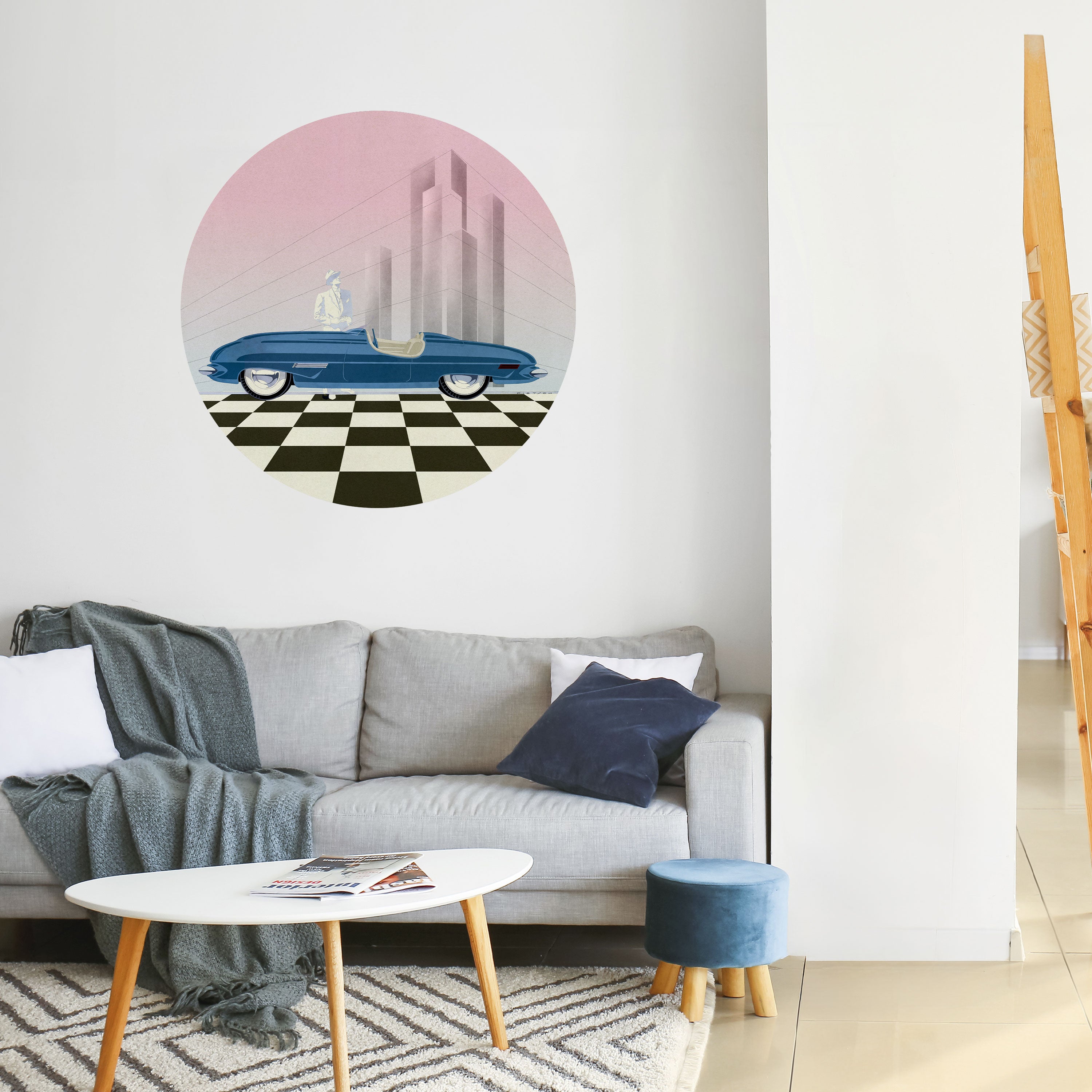 BLUE ROADSTER Naklejka okrągła