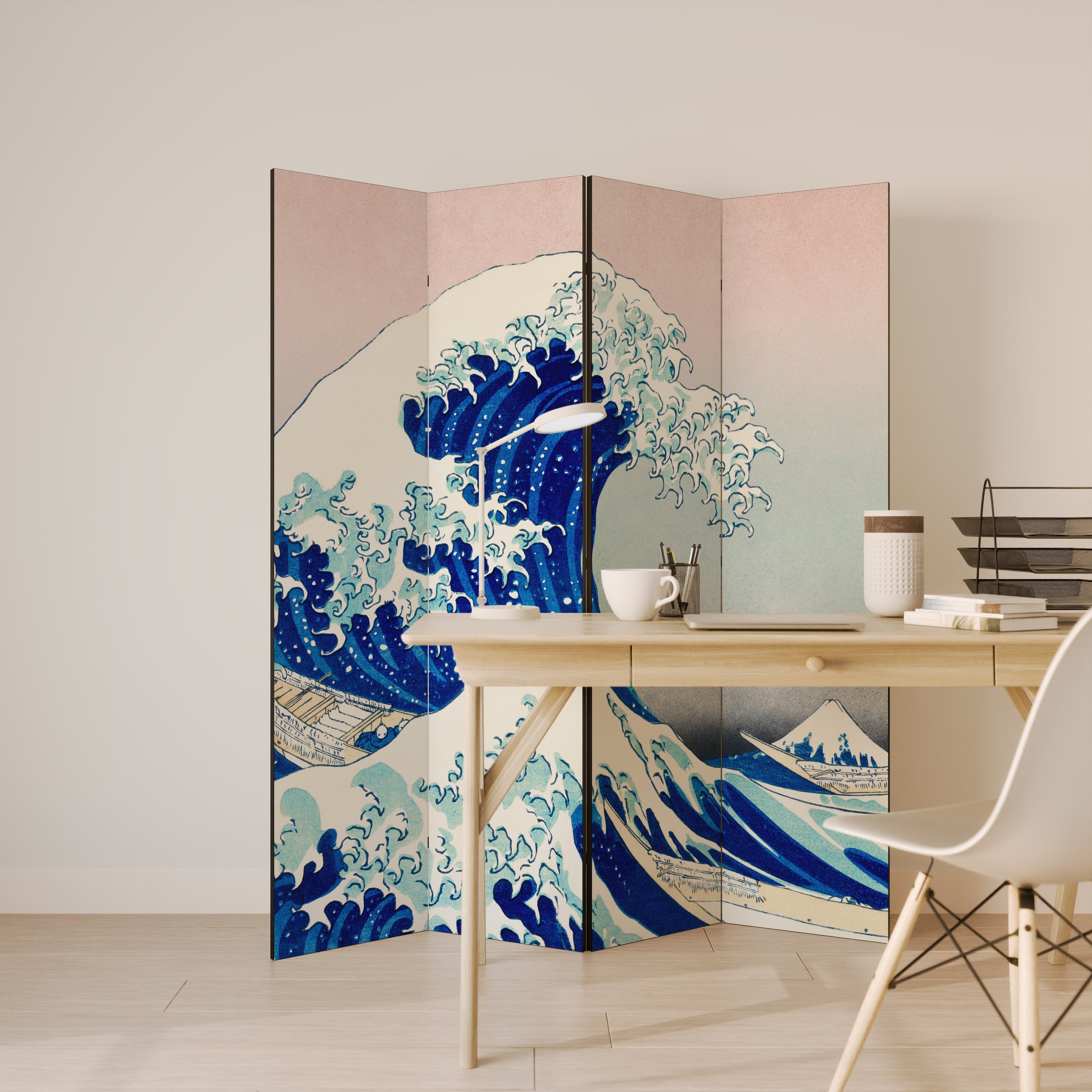 THE GREAT WAVE Dekoracyjny parawan 4-skrzydłowy