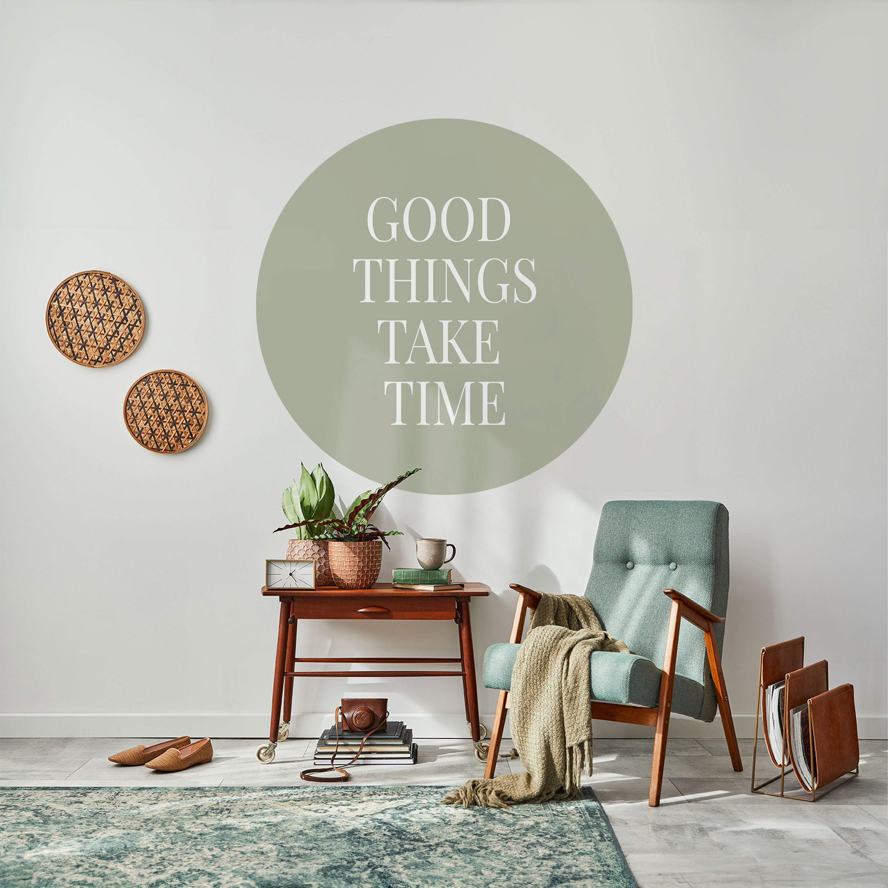 GOOD THINGS TAKE TIME Naklejka okrągła