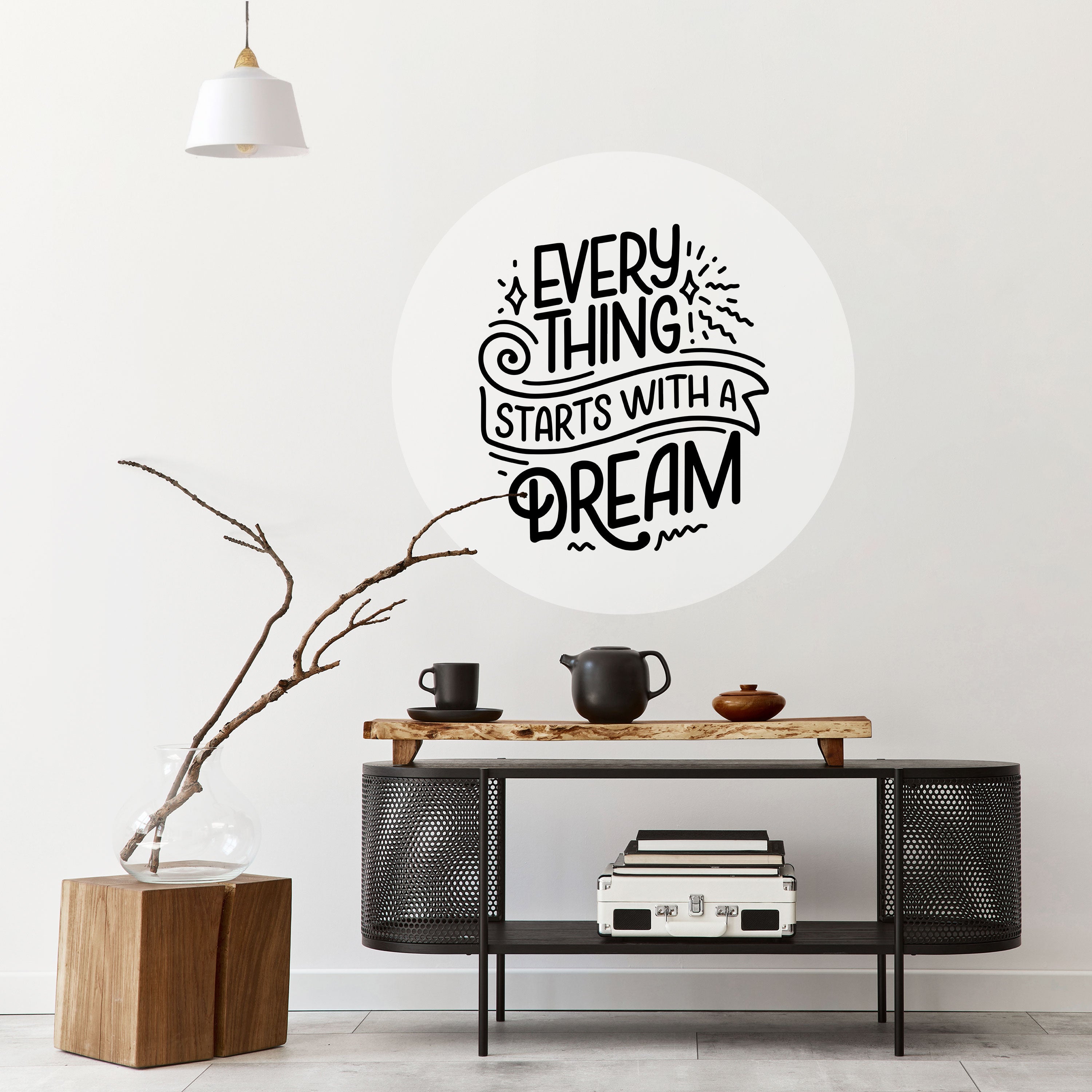 EVERYTHING STARTS WITH A DREAM Naklejka okrągła