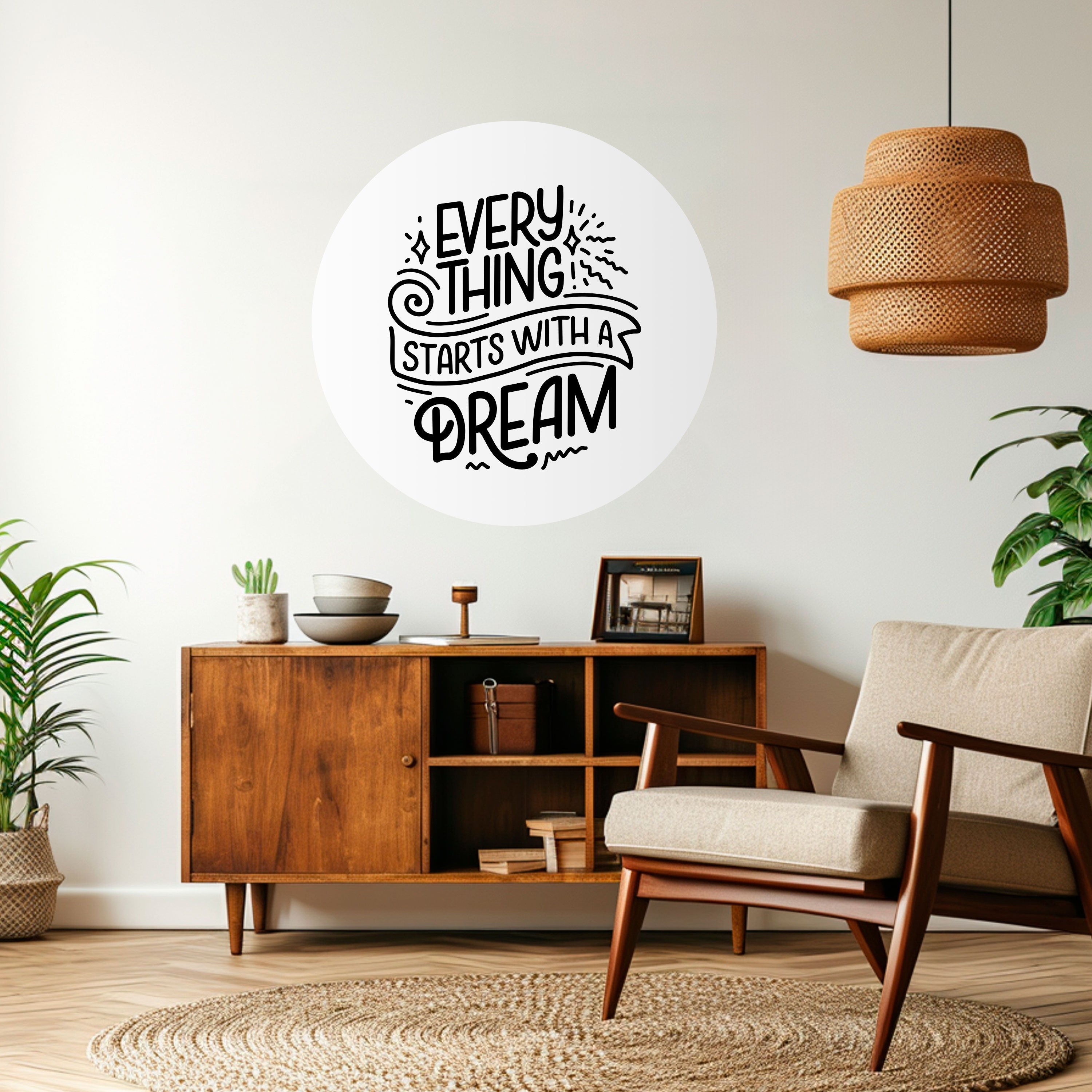 EVERYTHING STARTS WITH A DREAM Naklejka okrągła
