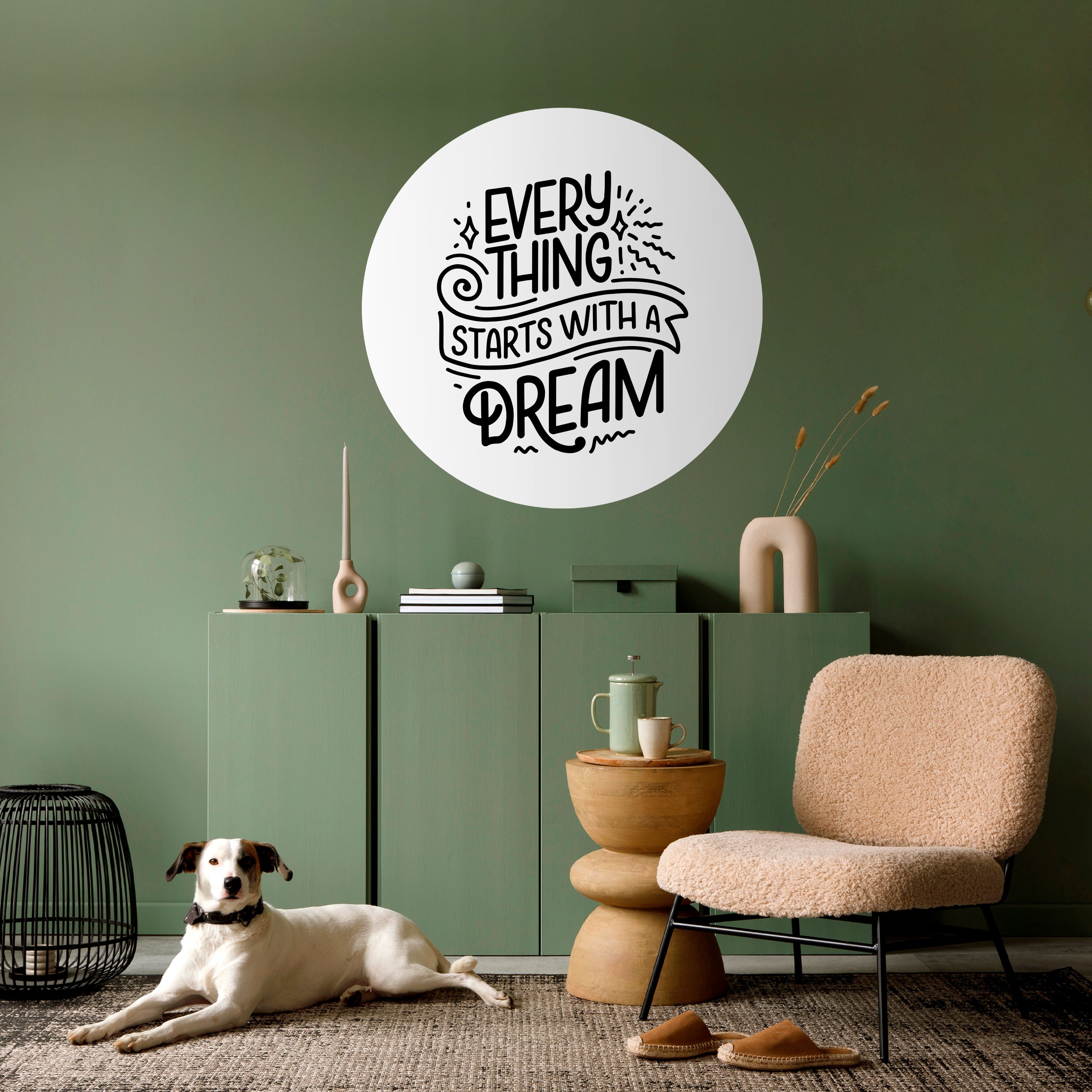 EVERYTHING STARTS WITH A DREAM Naklejka okrągła