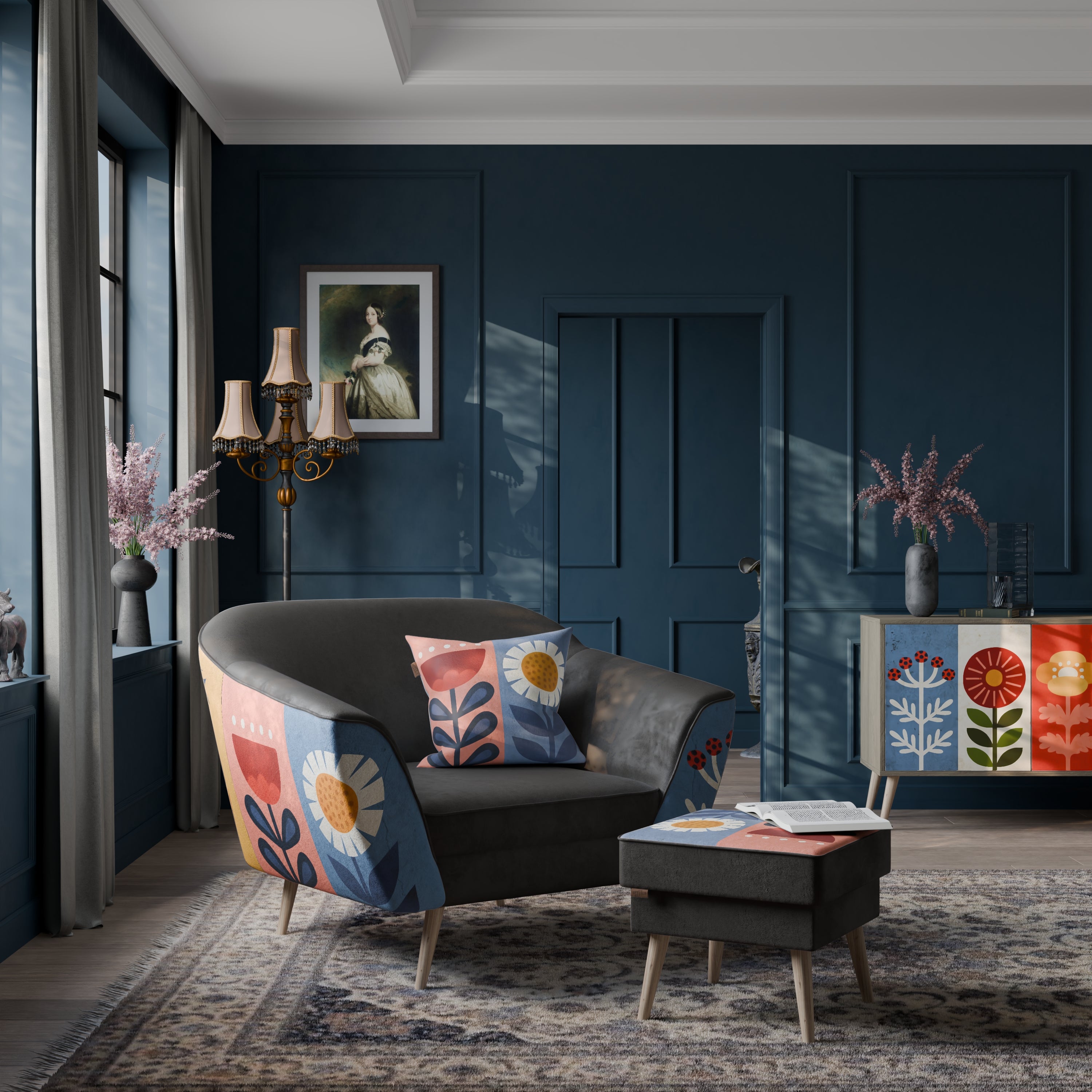 SCANDIC FLOWERET Fotel AURORA