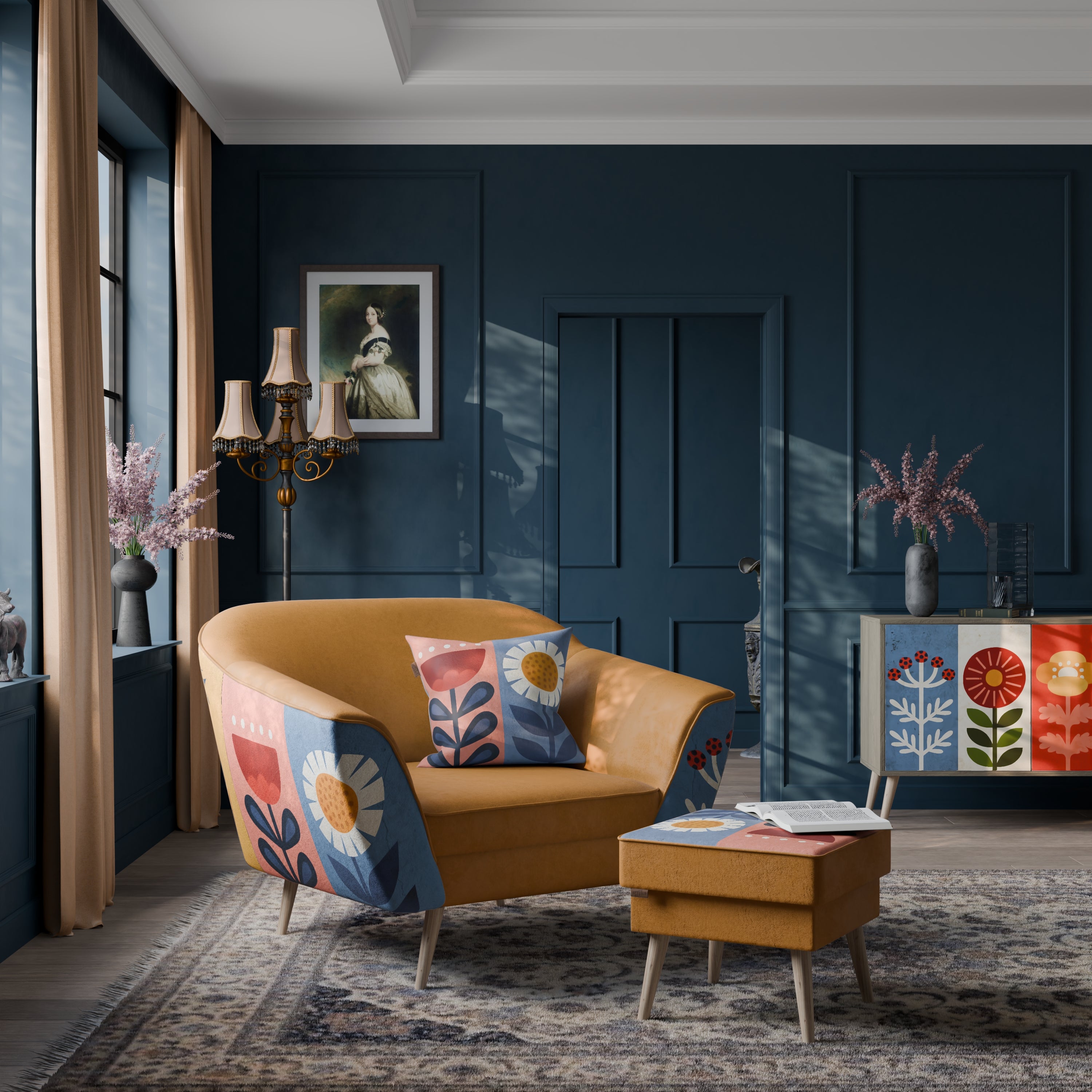 SCANDIC FLOWERET Fotel AURORA