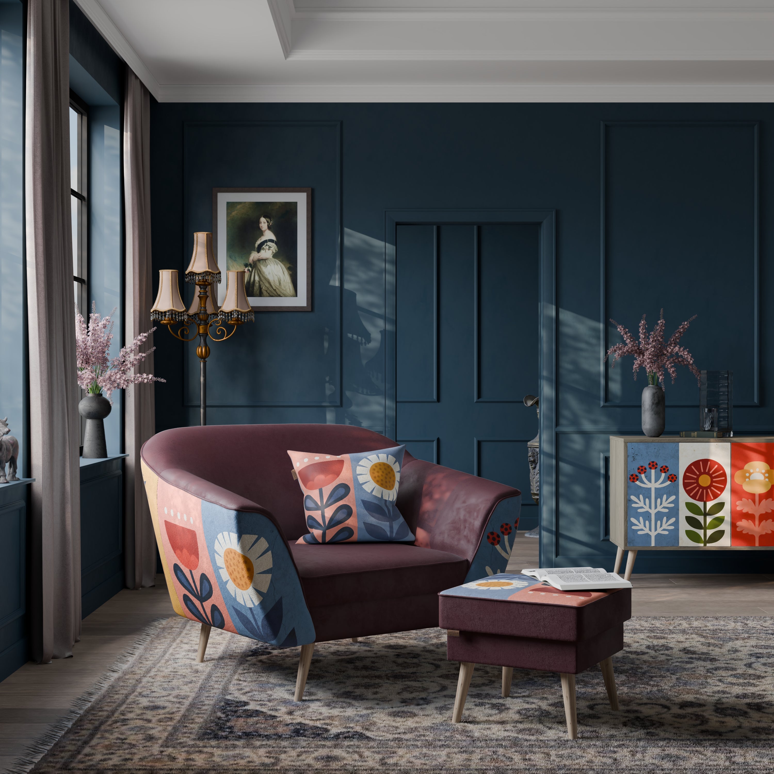 SCANDIC FLOWERET Fotel AURORA