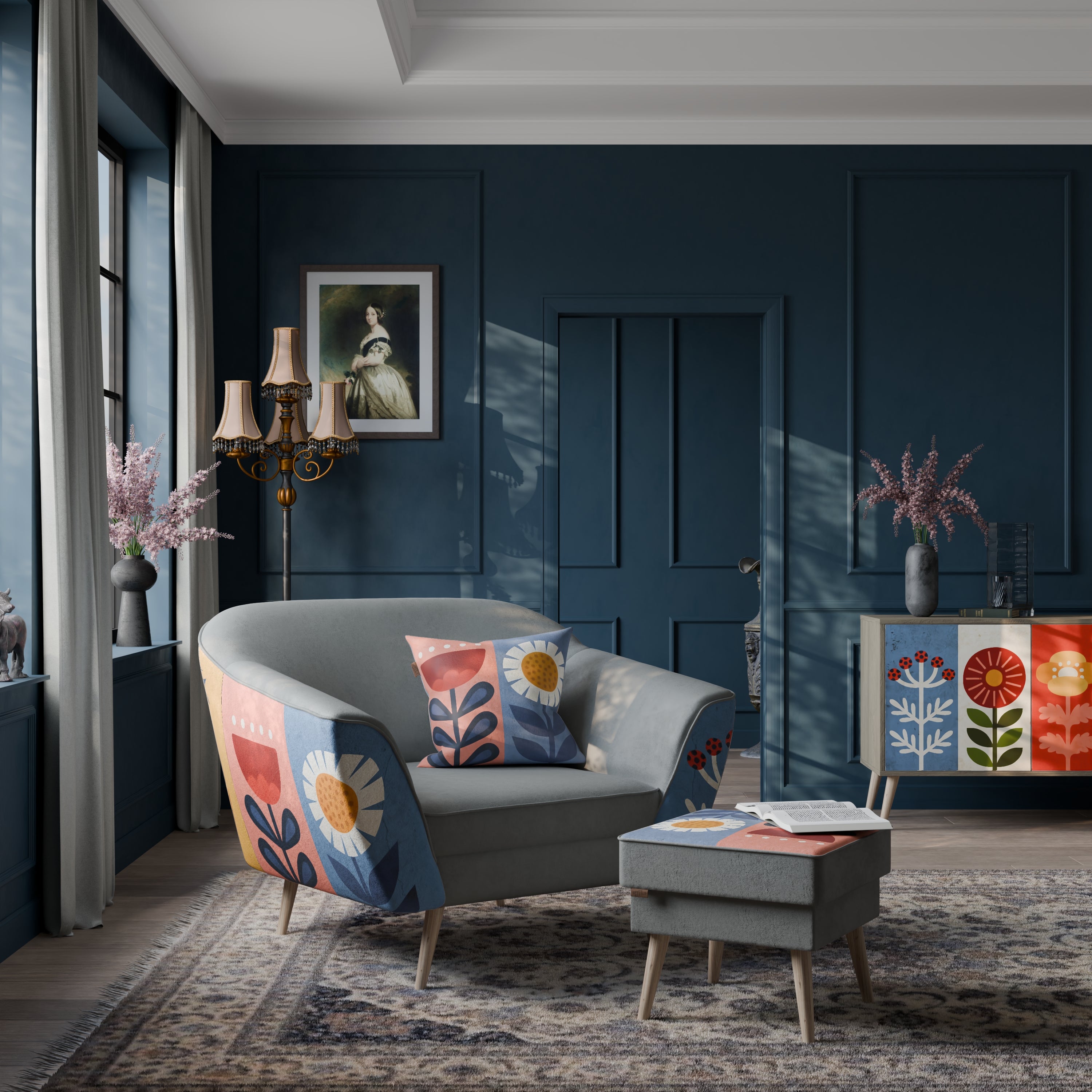 SCANDIC FLOWERET Fotel AURORA