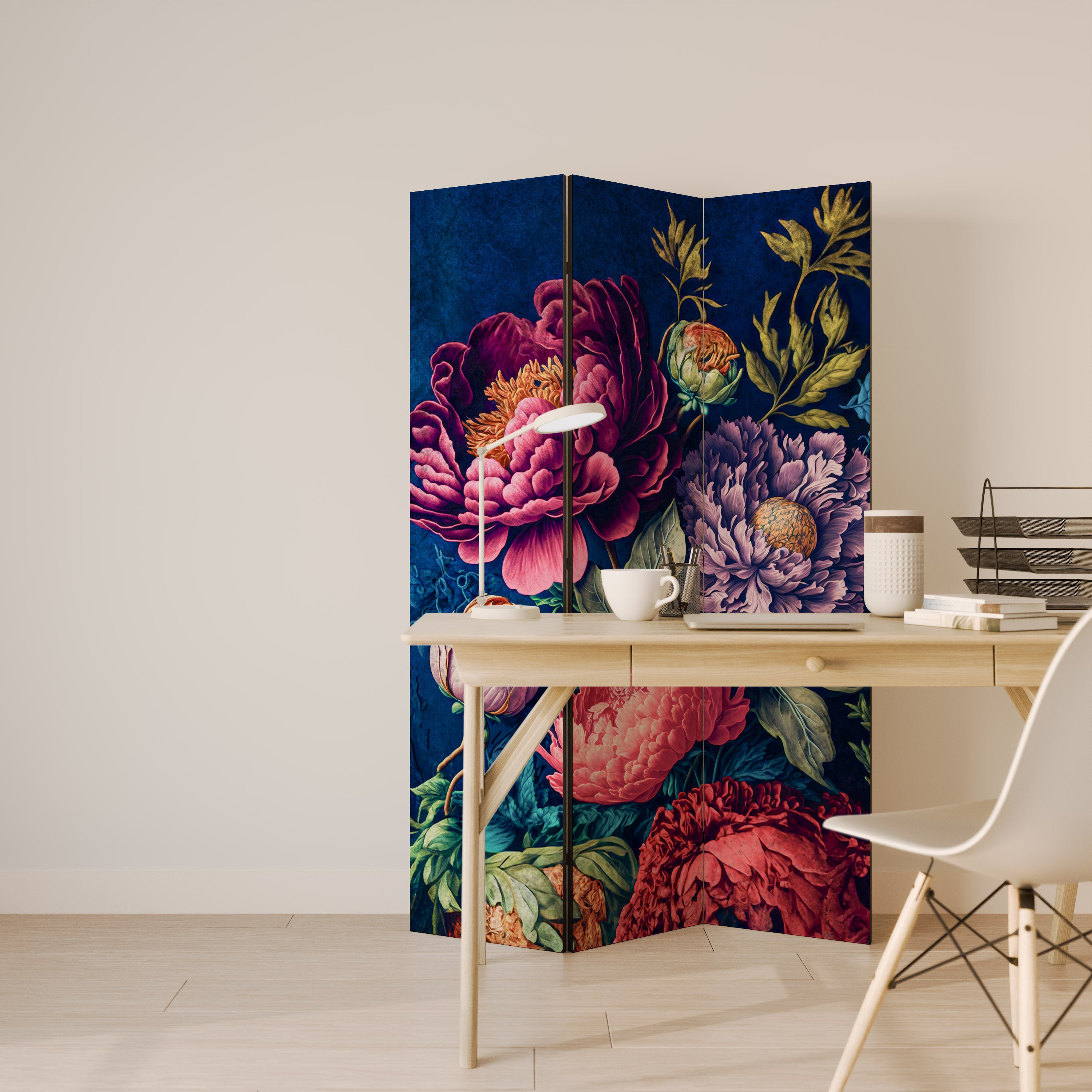 BLOOMING ELEGANCE Dekoracyjny parawan 3-skrzydłowy