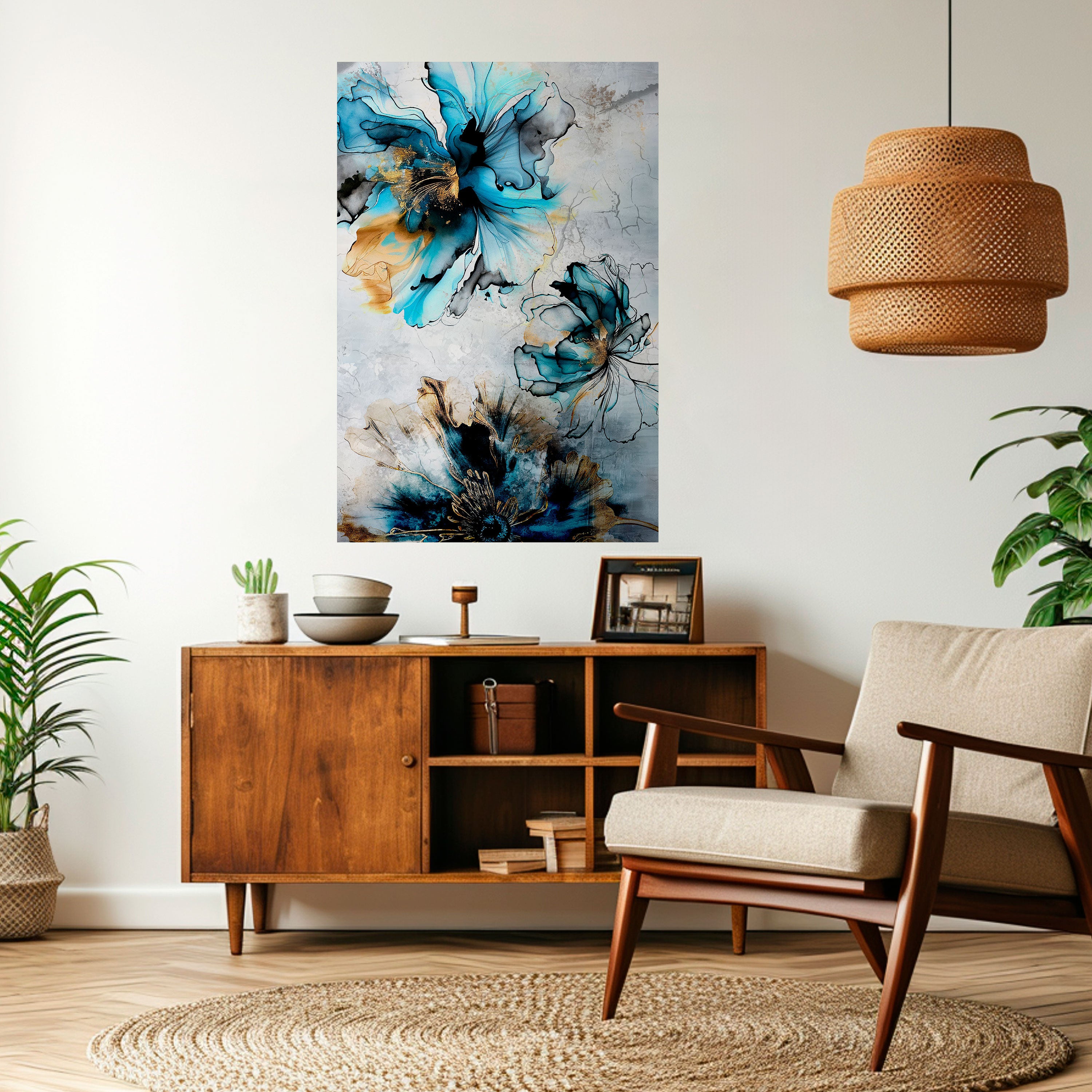 COBALT BLOSSOMS Naklejka/Plakat pionowy