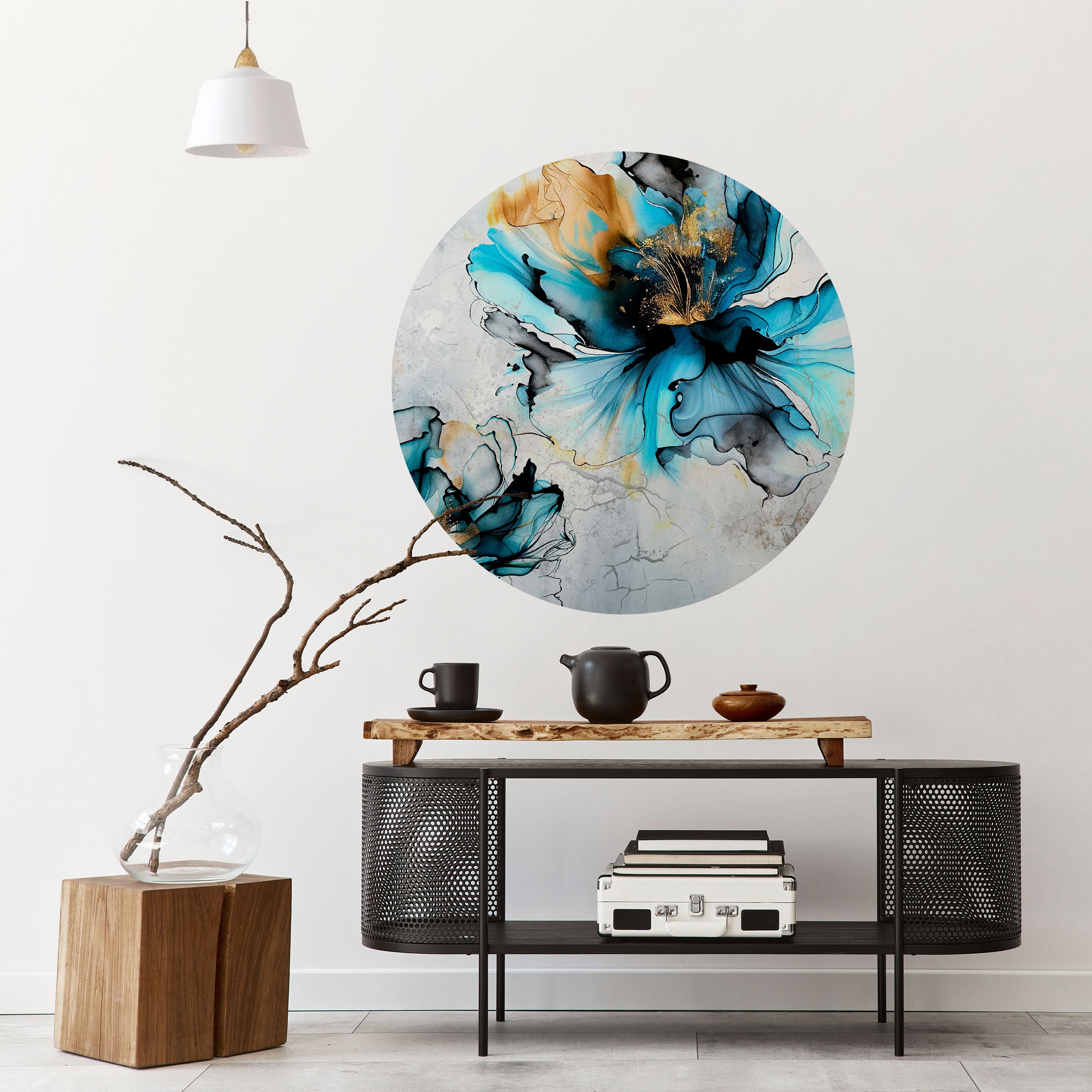 COBALT BLOSSOMS Naklejka okrągła