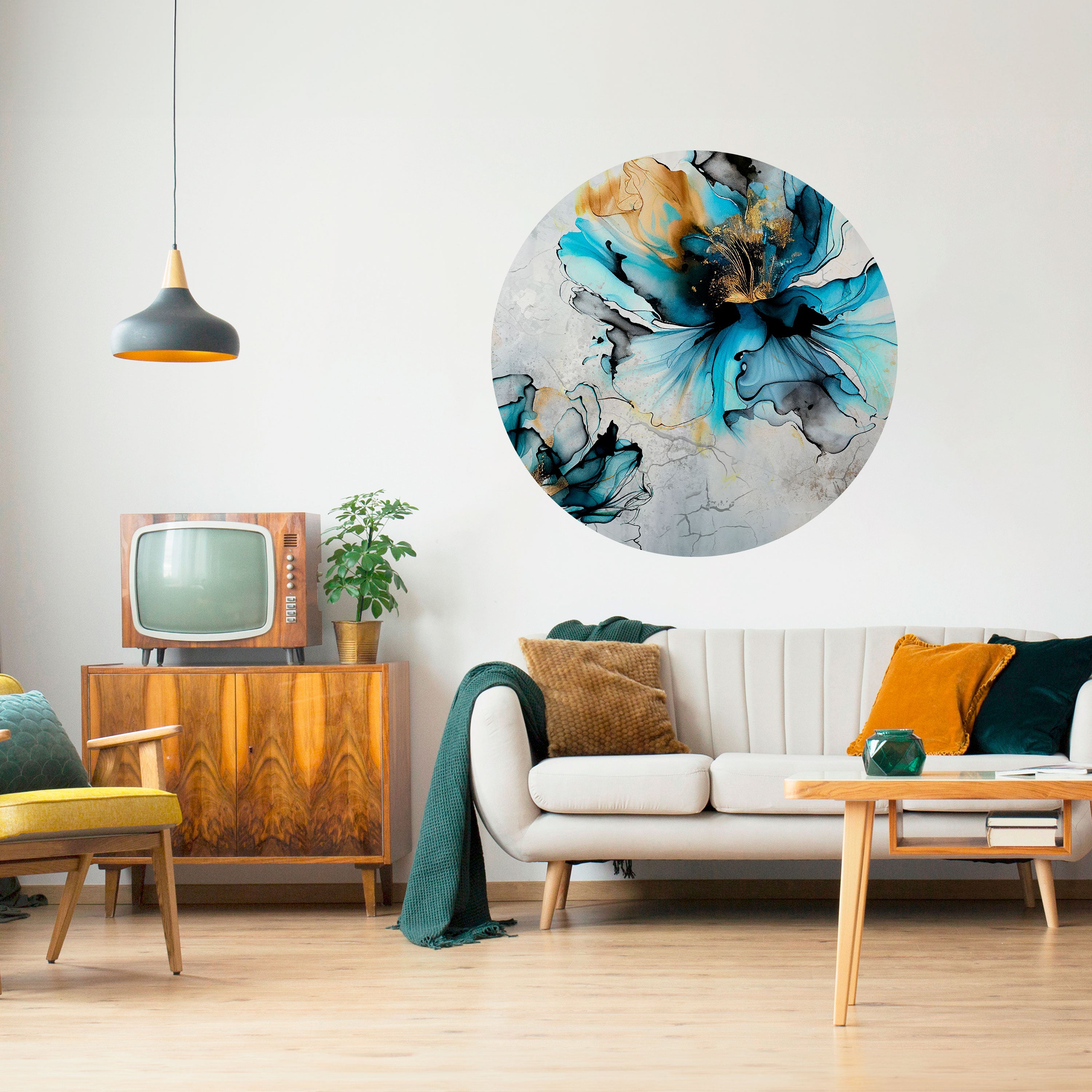 COBALT BLOSSOMS Naklejka okrągła