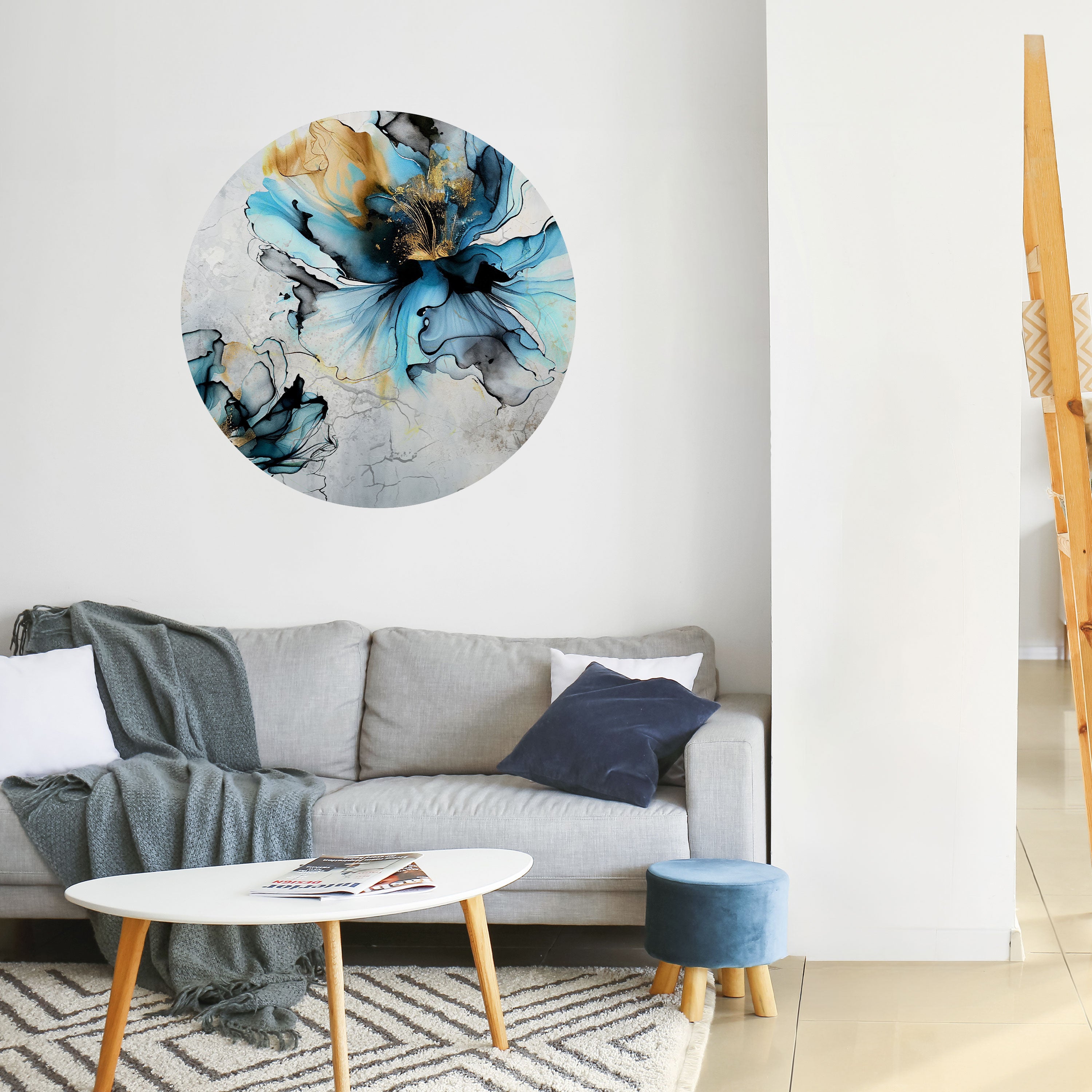 COBALT BLOSSOMS Naklejka okrągła