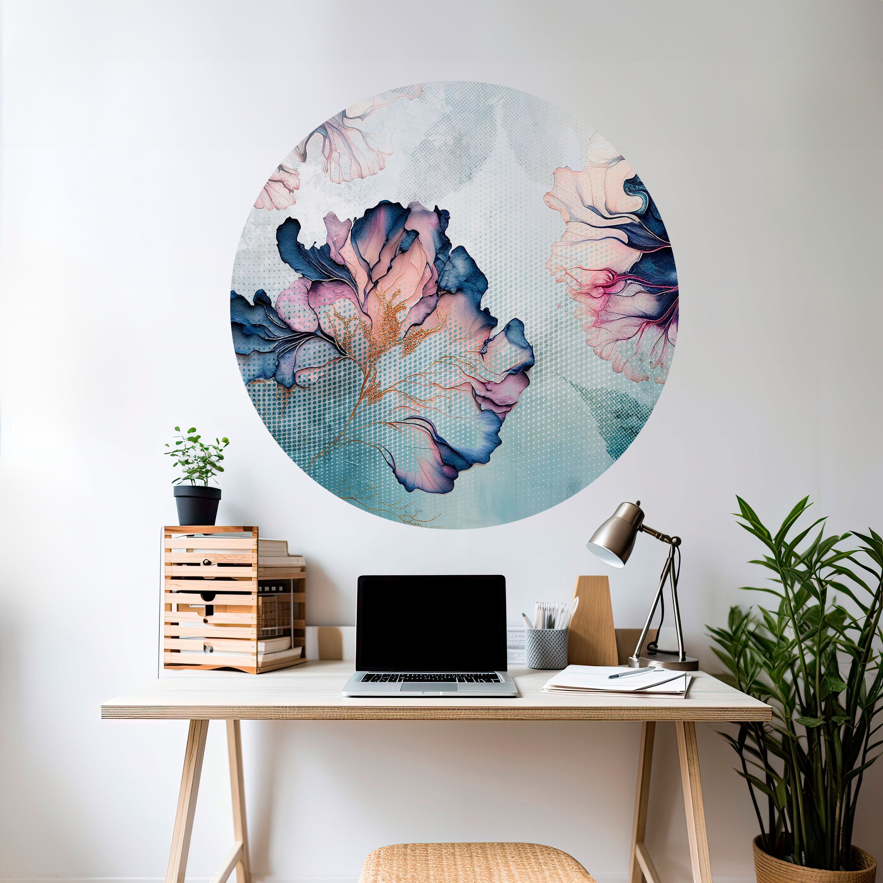 ICY BLOSSOMS Naklejka okrągła