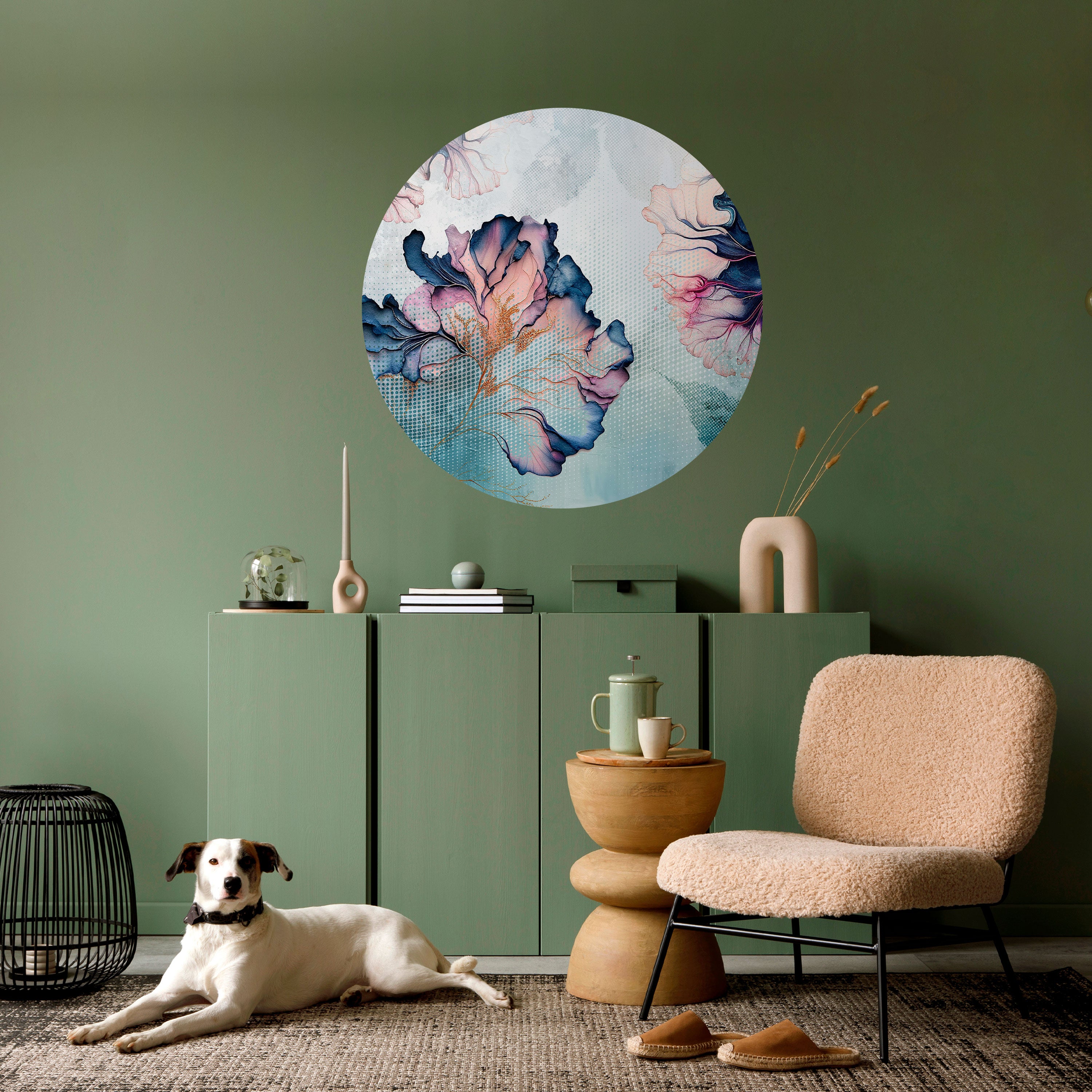 ICY BLOSSOMS Naklejka okrągła