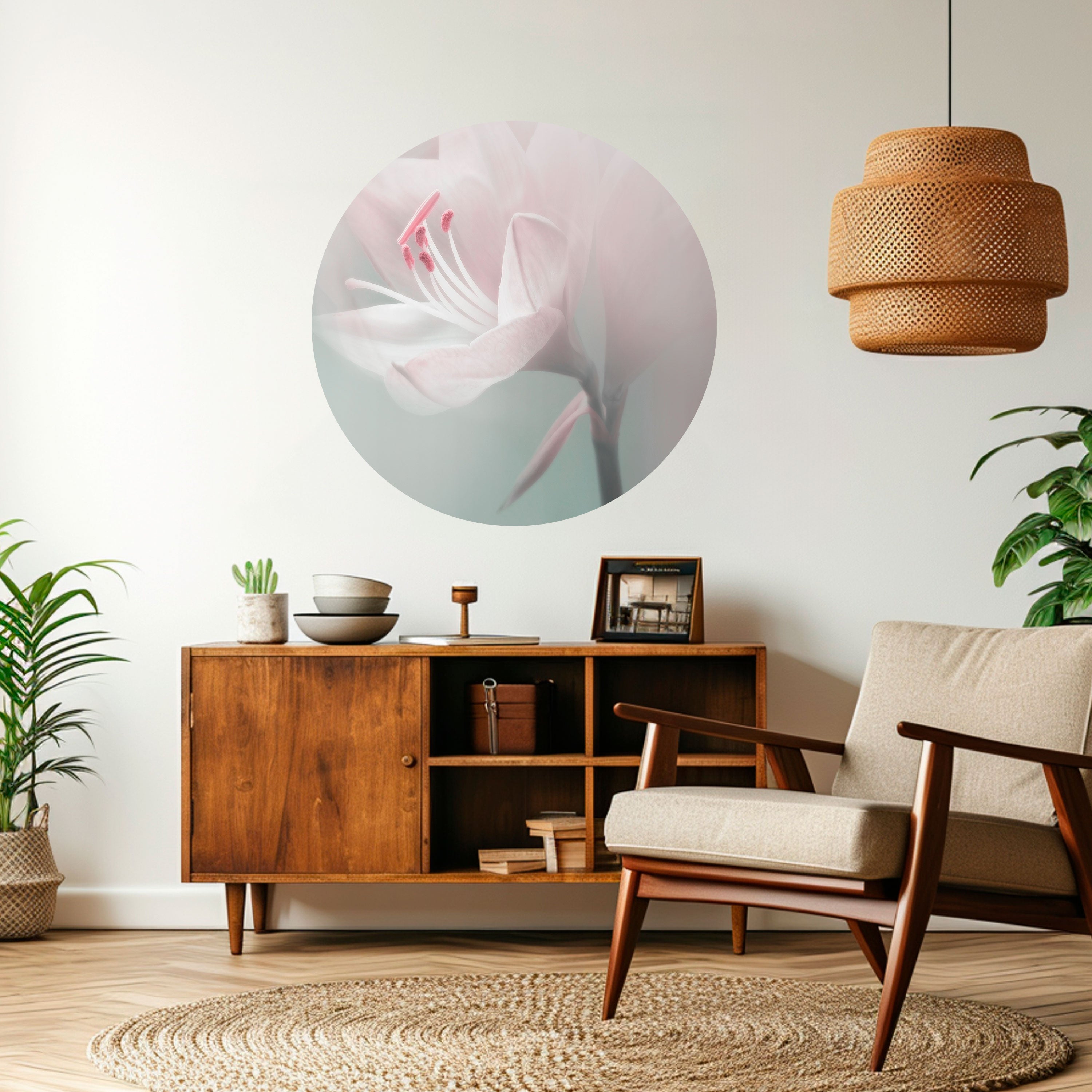 GENTLE LILY Naklejka okrągła