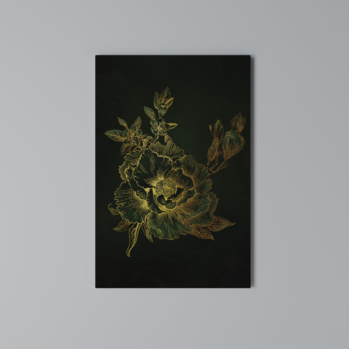 MIDNIGHT FLORAL GLIMMER Pionowy obraz na płótnie