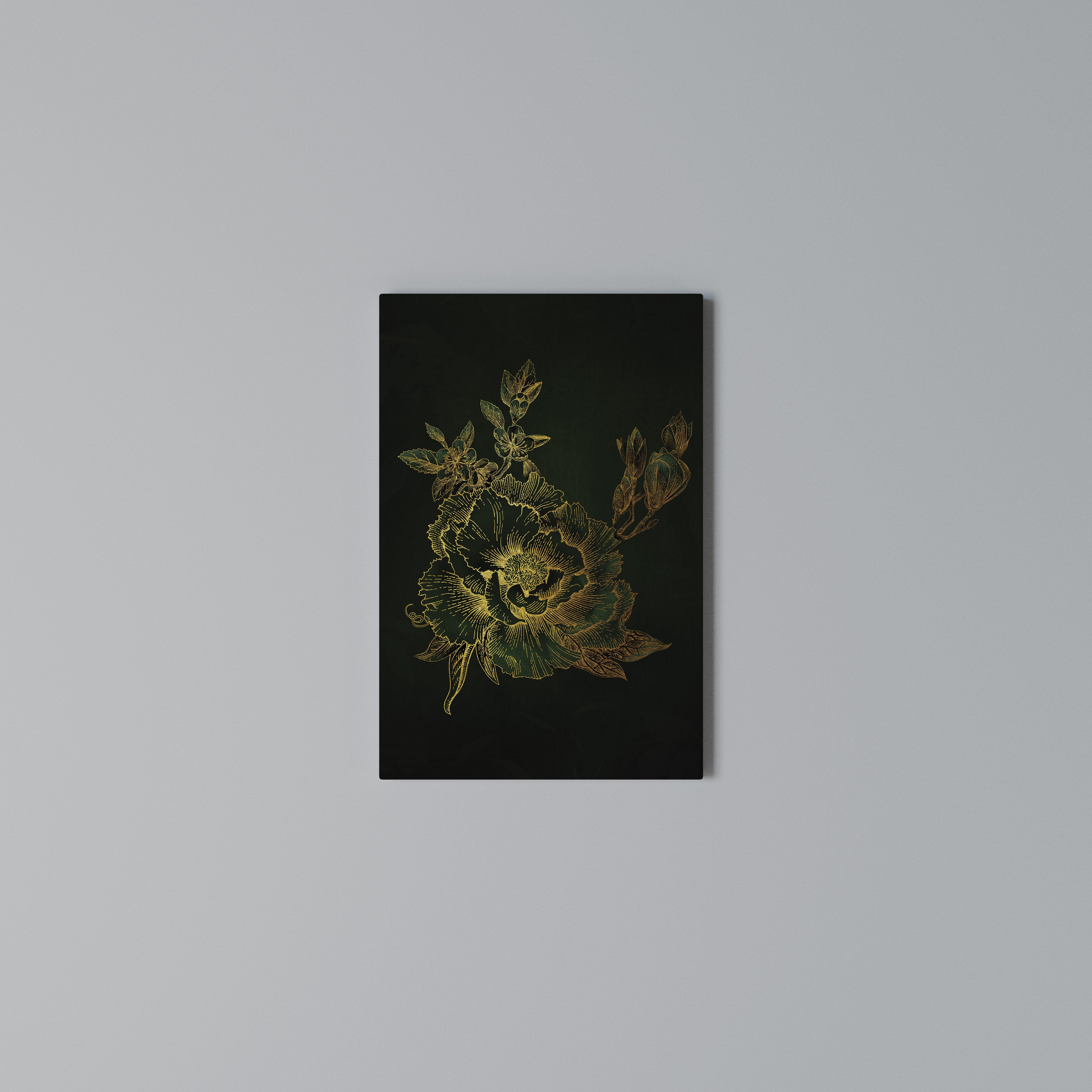 MIDNIGHT FLORAL GLIMMER Pionowy obraz na płótnie