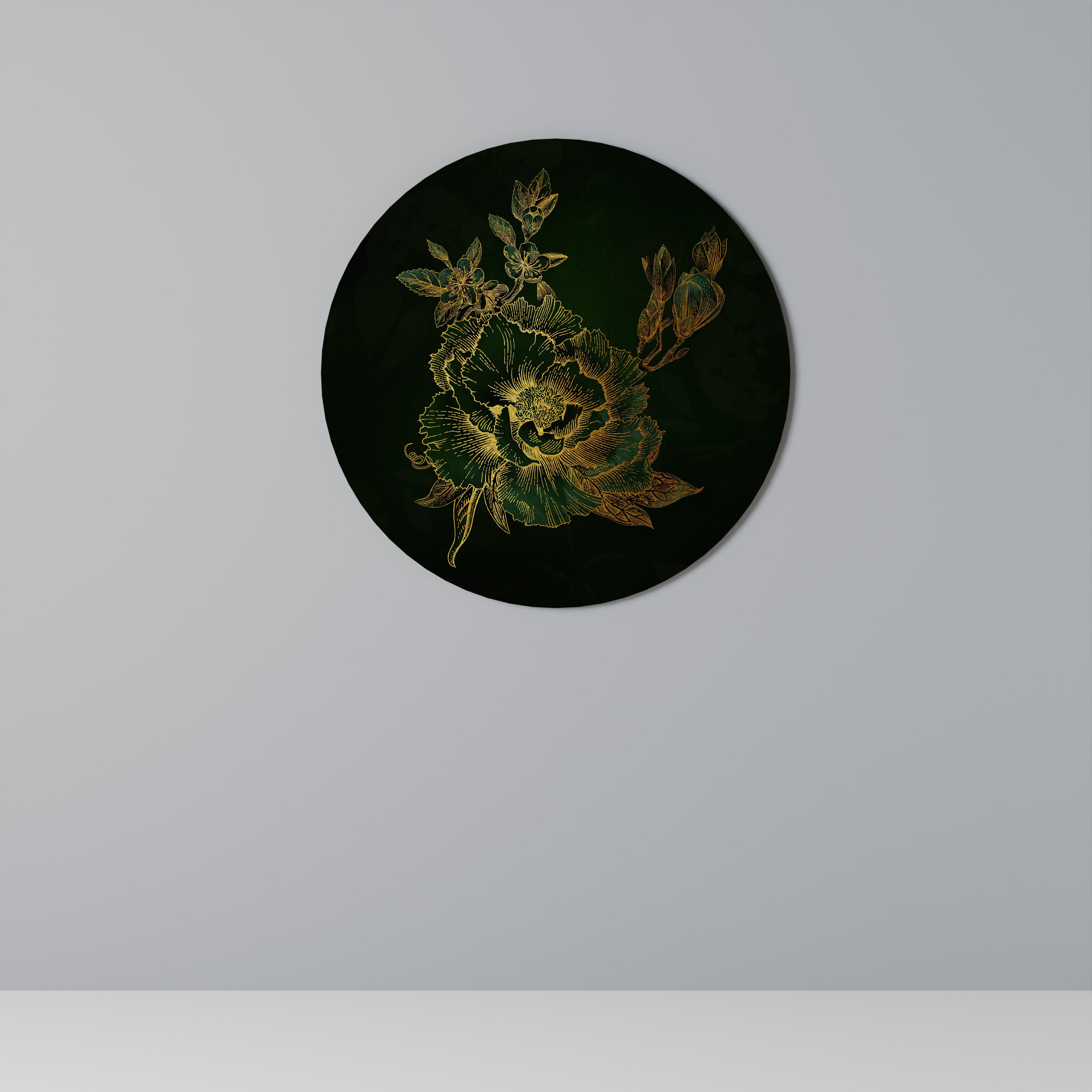 MIDNIGHT FLORAL GLIMMER Obraz okrągły