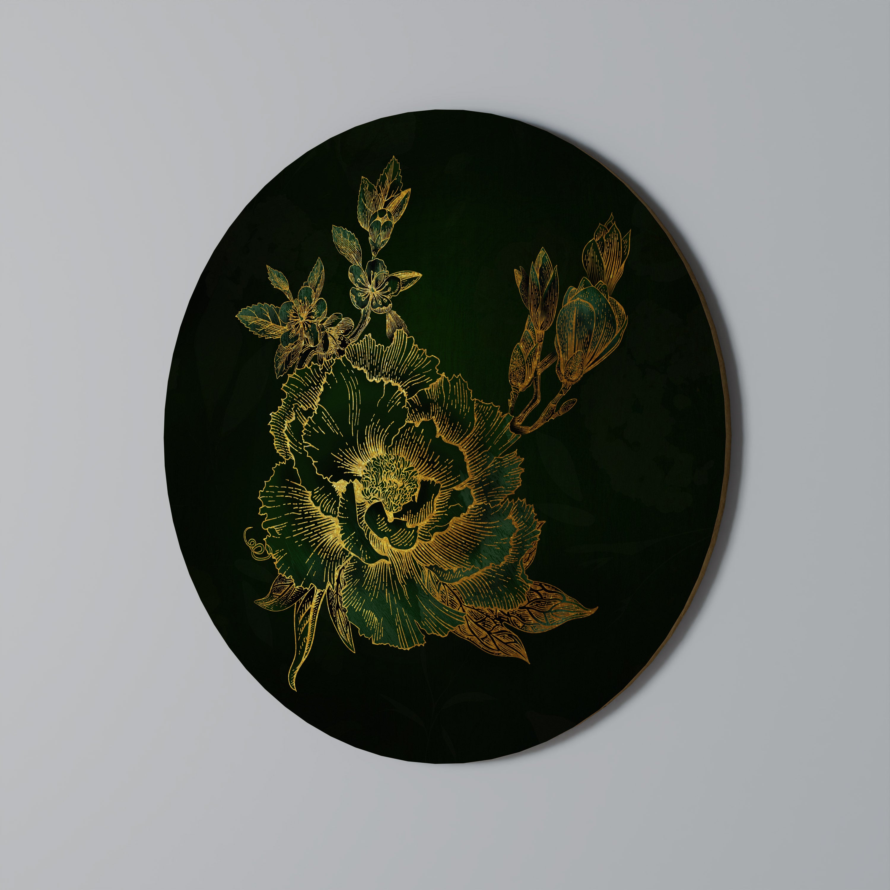 MIDNIGHT FLORAL GLIMMER Obraz okrągły