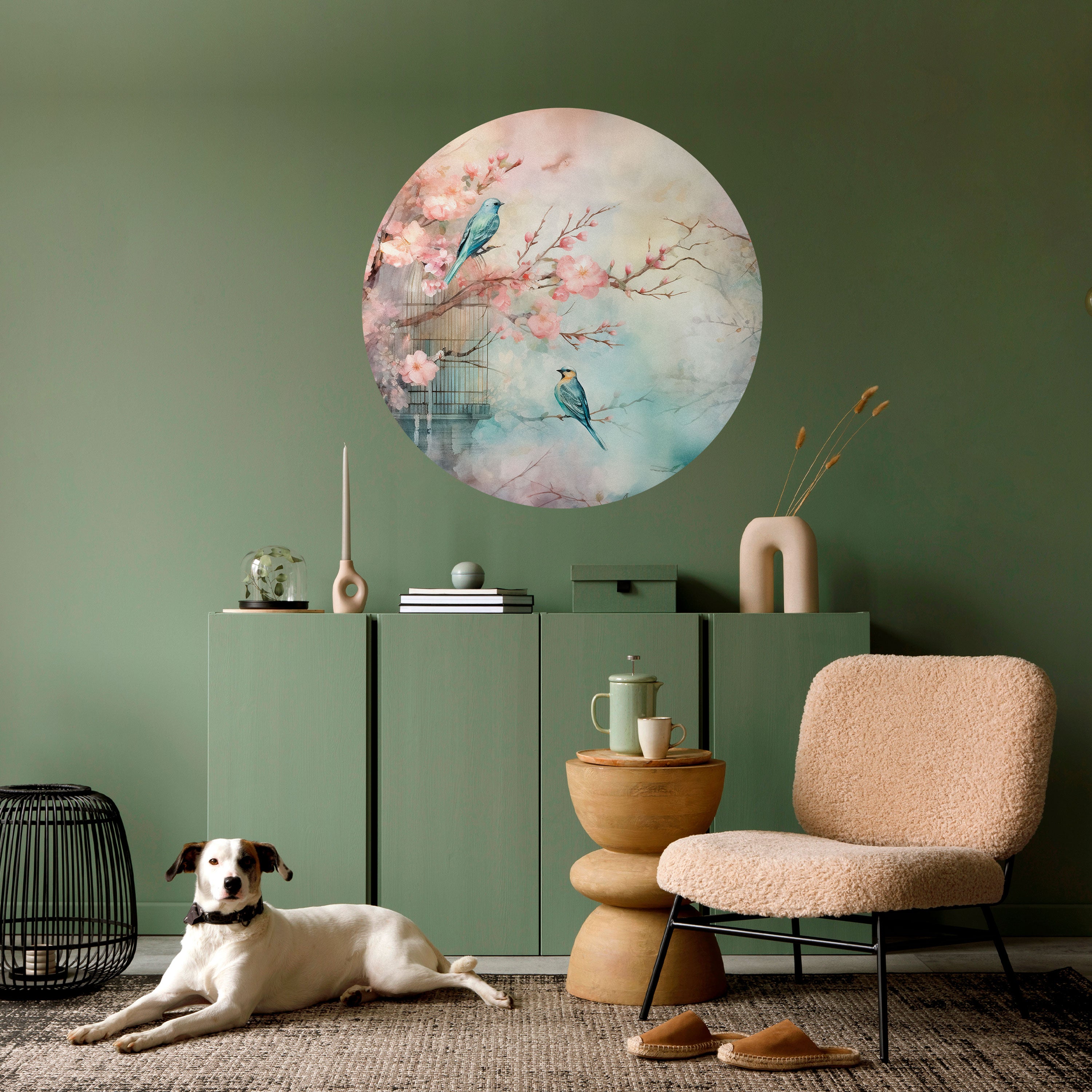 CHERRY BIRDSONG Naklejka okrągła