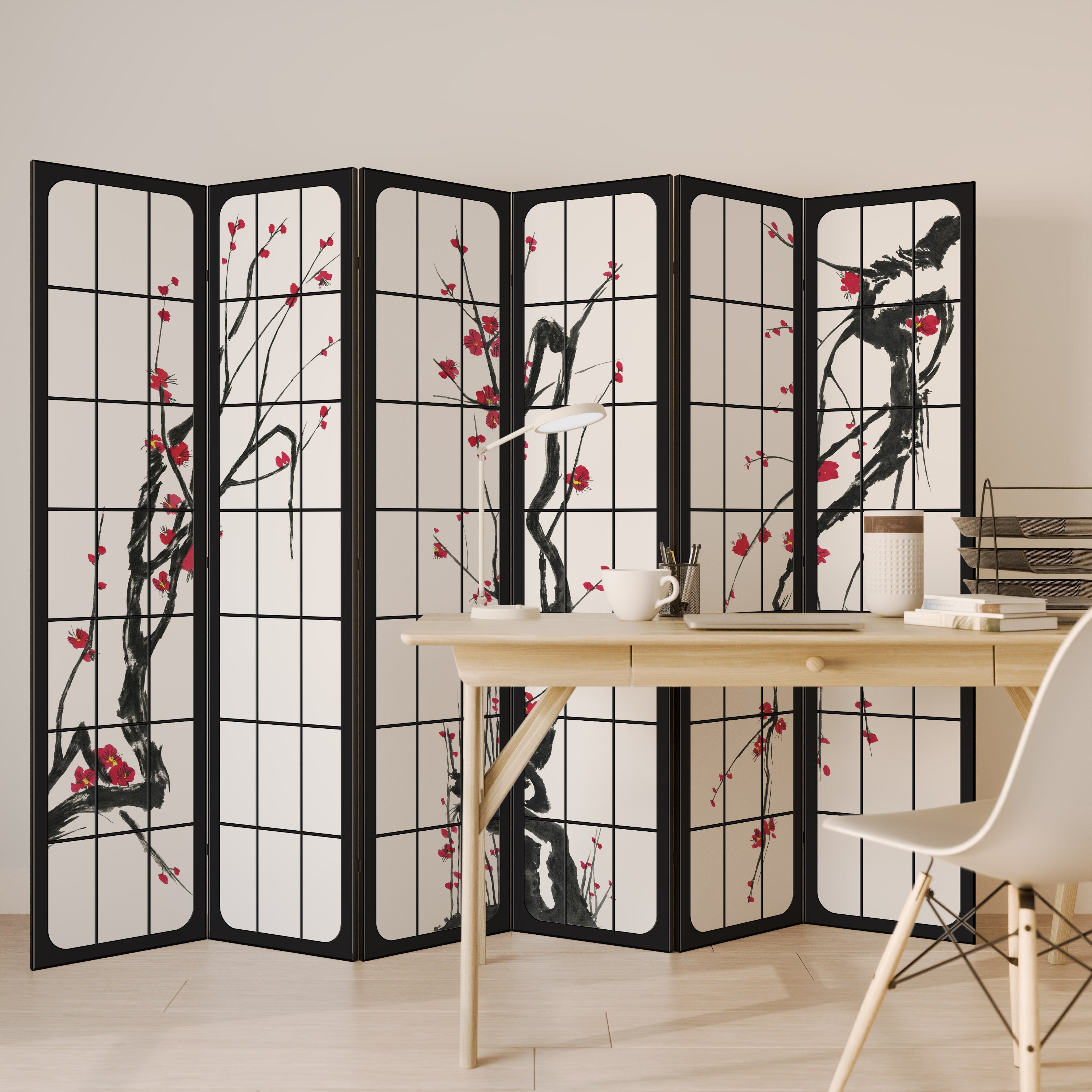 JAPANESE BLOSSOMS Dekoracyjny parawan 6-skrzydłowy
