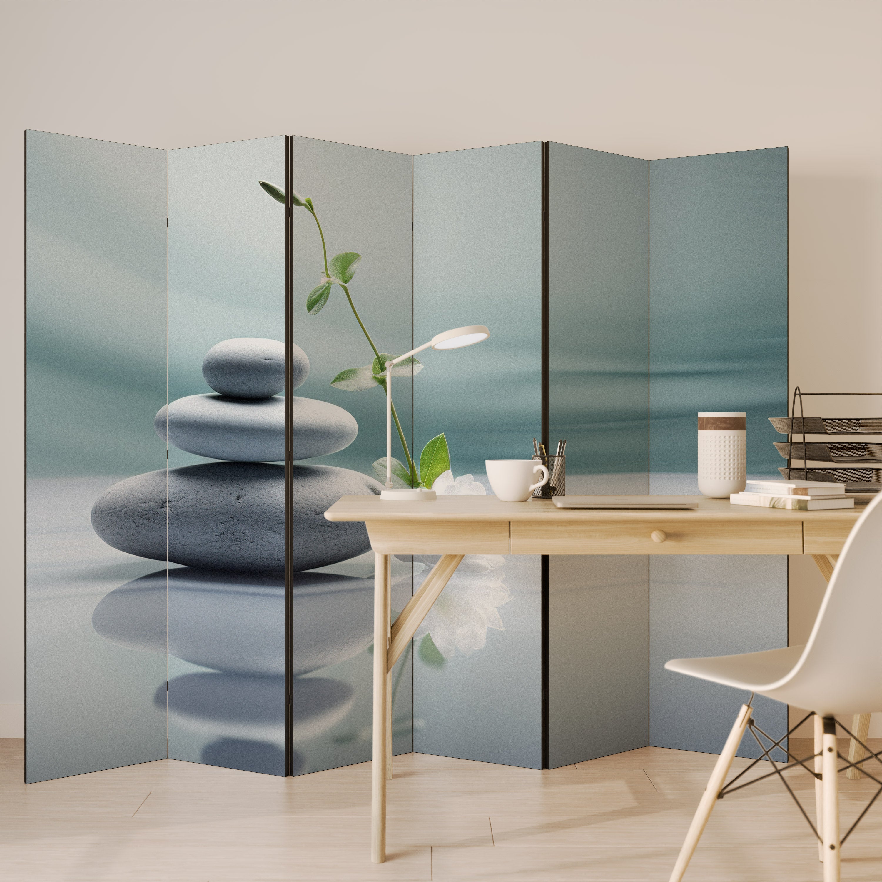 TRANQUIL STONE BALANCE Dekoracyjny parawan 6-skrzydłowy