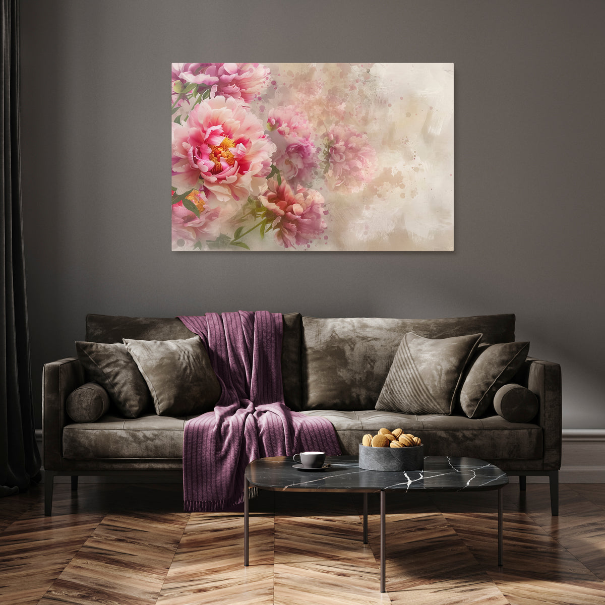PEONY WHISPER Poziomy obraz na płótnie