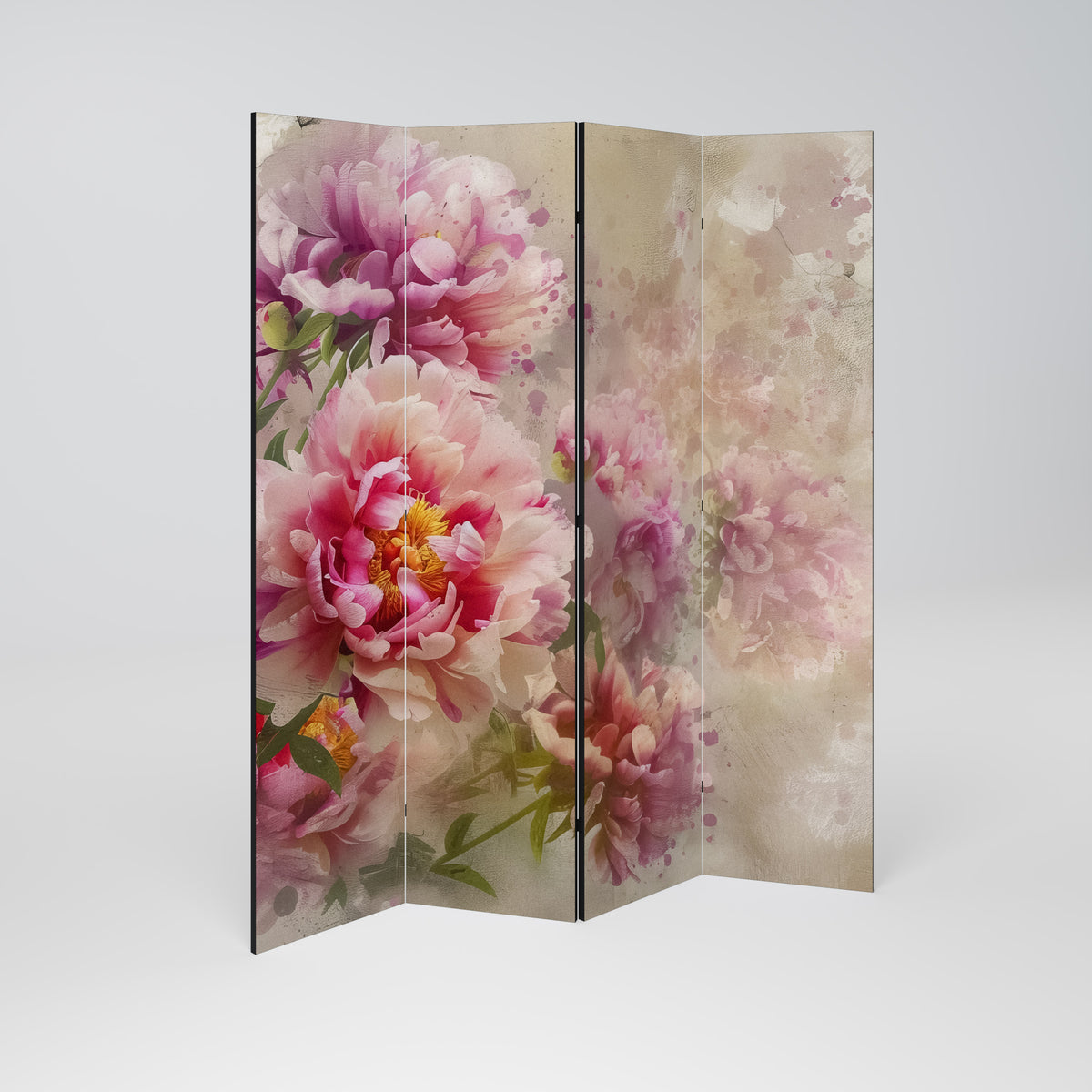 PEONY WHISPER Dekoracyjny parawan 4-skrzydłowy