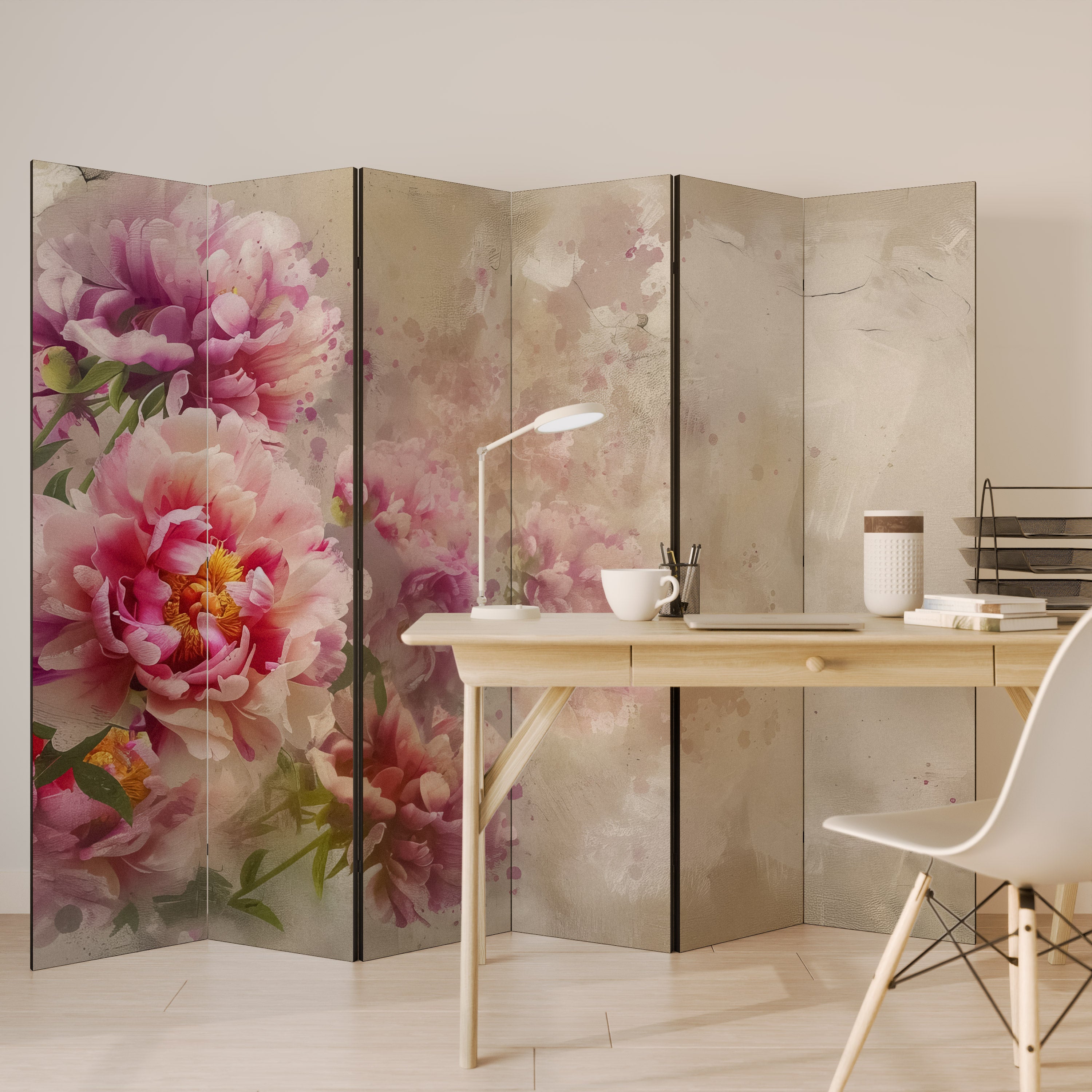 PEONY WHISPER Dekoracyjny parawan 6-skrzydłowy