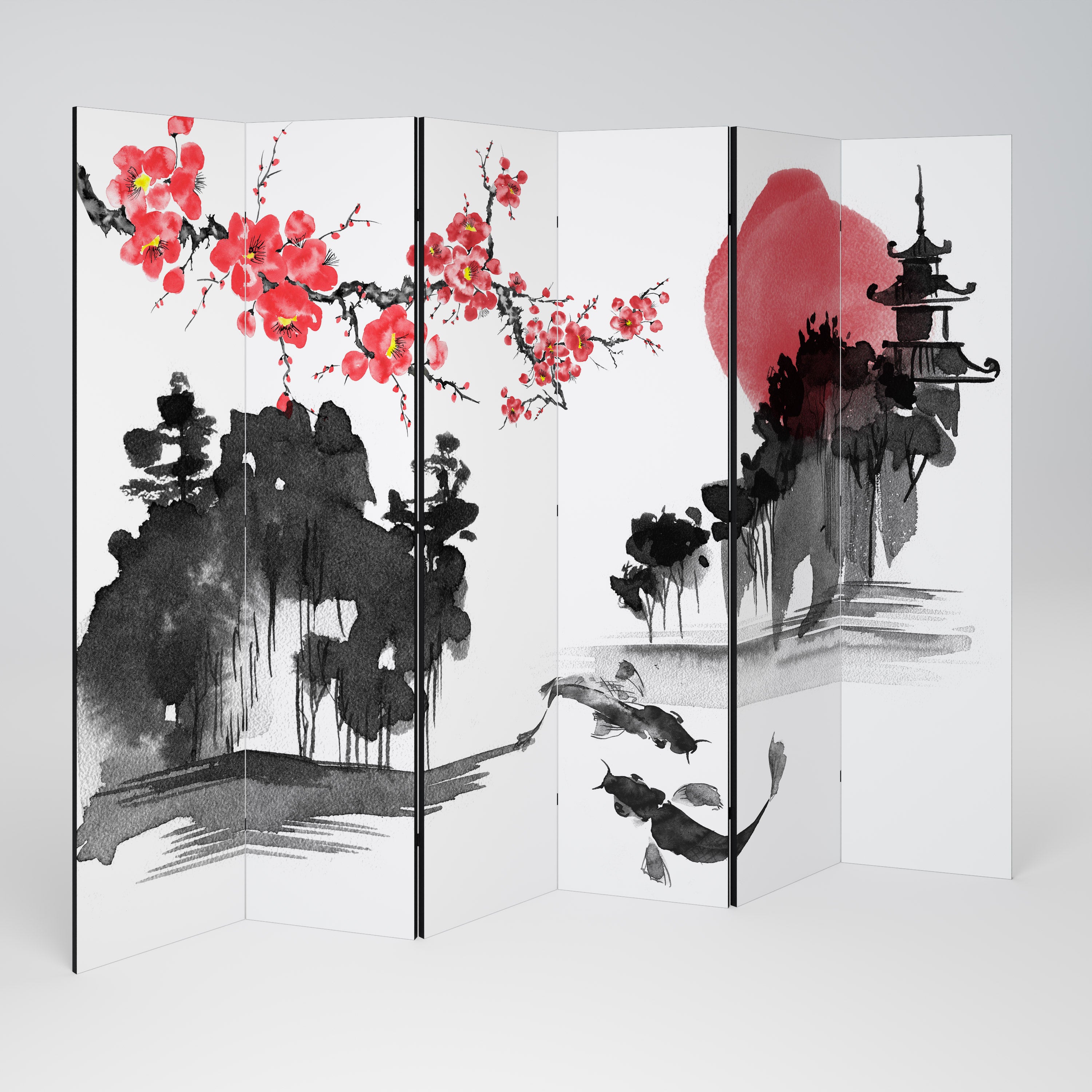 CHERRY SHADOWS Dekoracyjny parawan 6-skrzydłowy