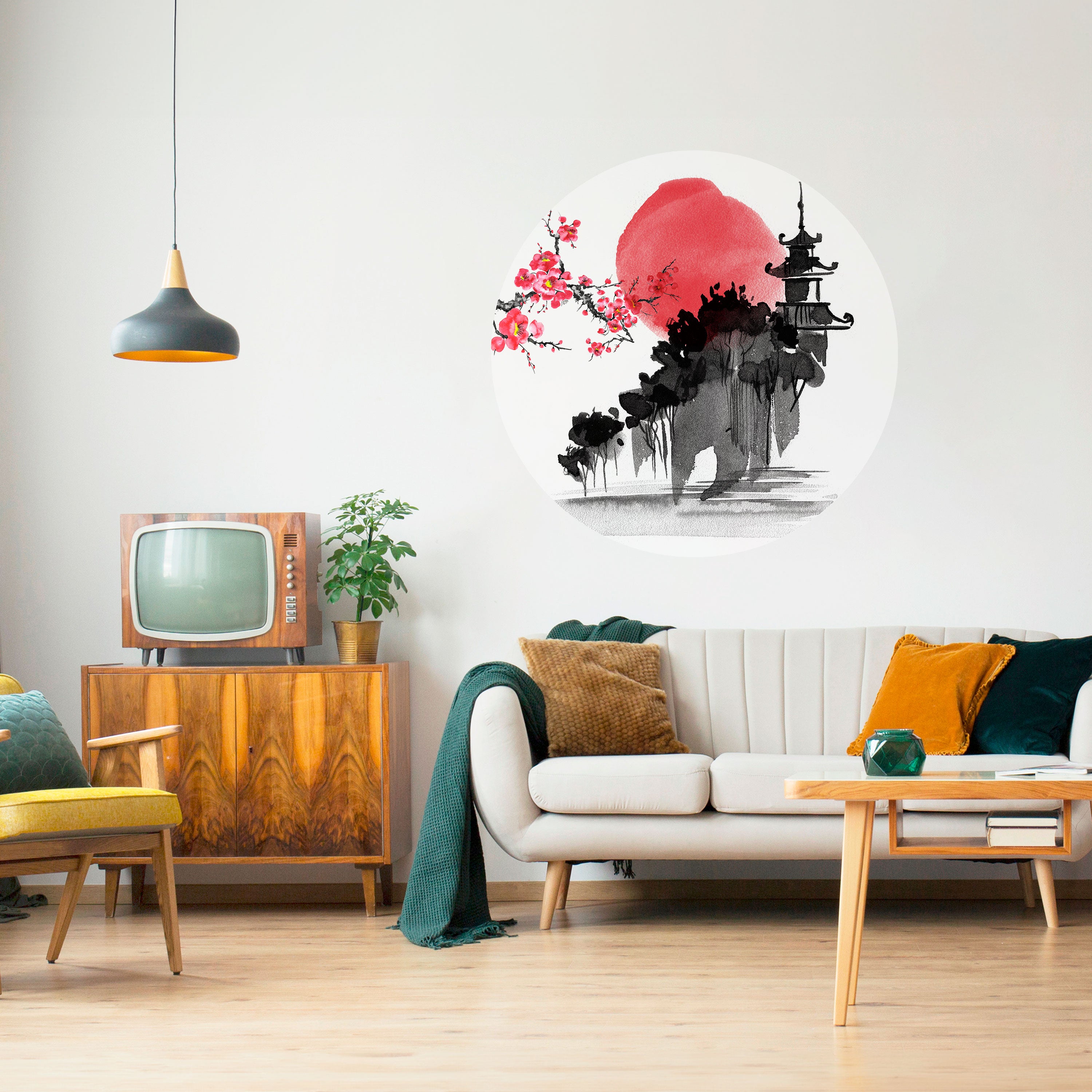 CHERRY SHADOWS Naklejka okrągła