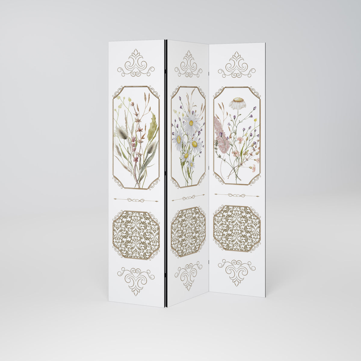 ELEGANT BOTANICAL TAPESTRY Dekoracyjny parawan 3-skrzydłowy