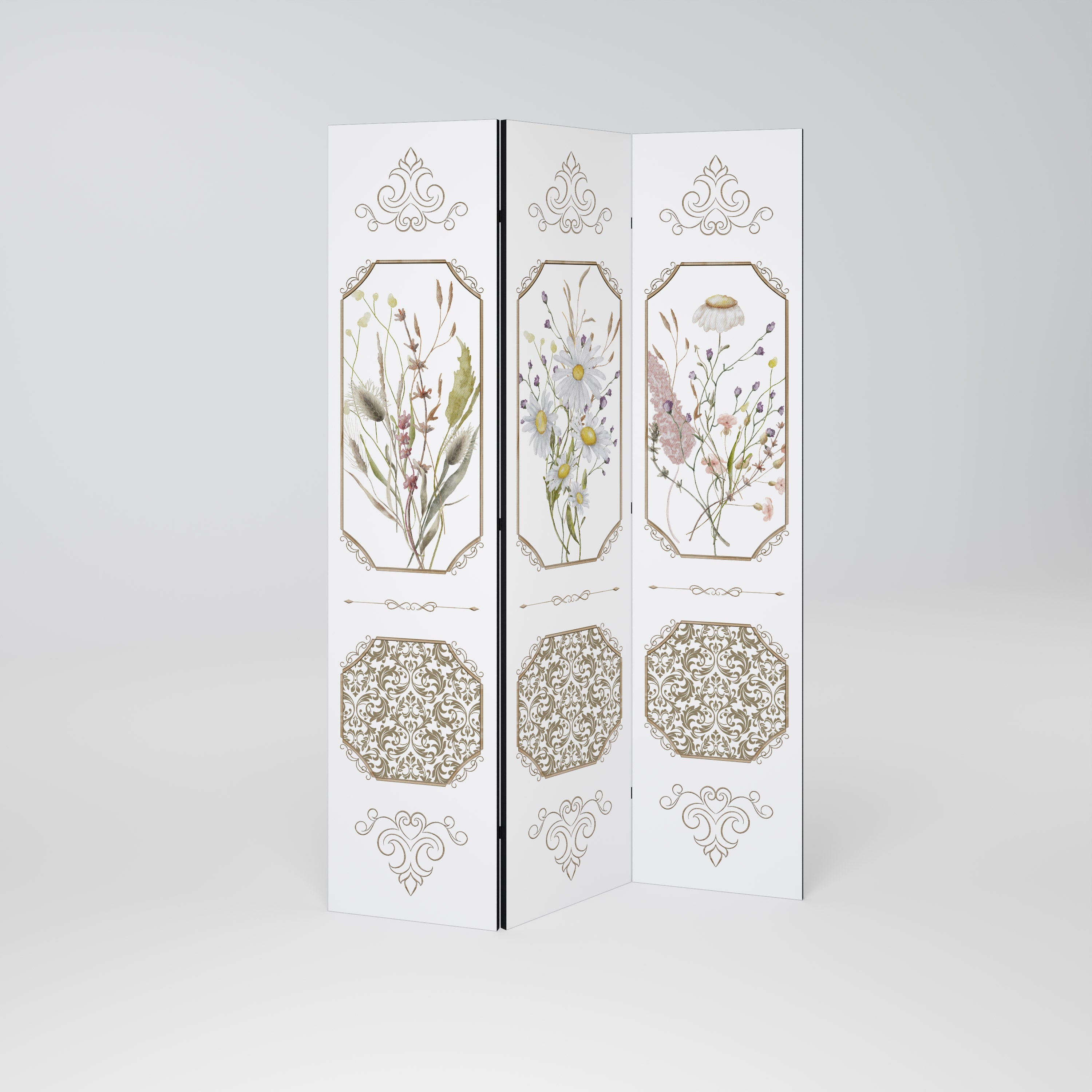 ELEGANT BOTANICAL TAPESTRY Dekoracyjny parawan 3-skrzydłowy