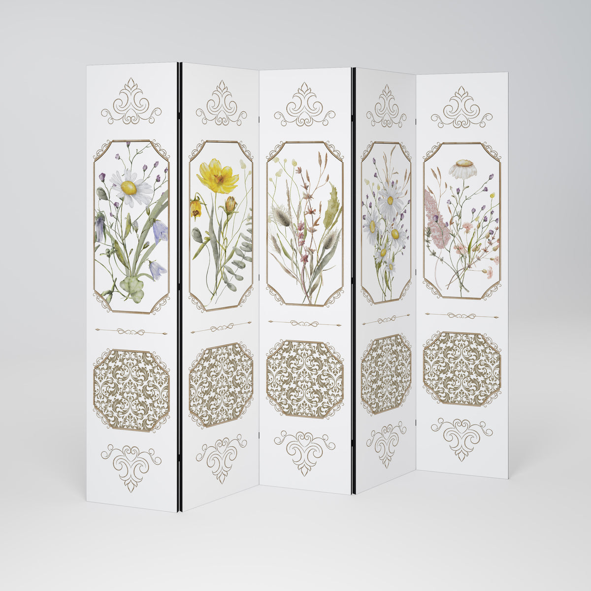 ELEGANT BOTANICAL TAPESTRY Dekoracyjny parawan 5-skrzydłowy