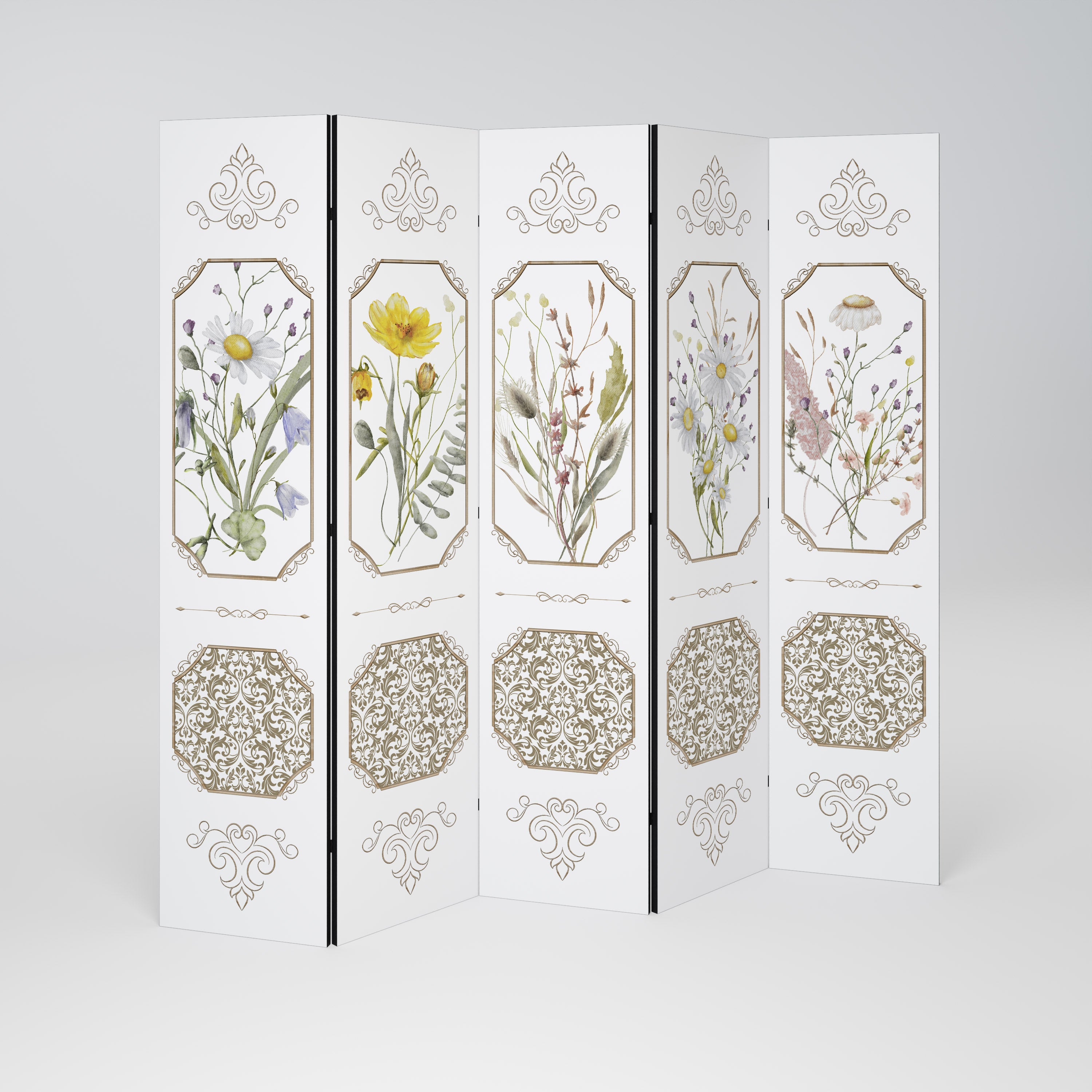ELEGANT BOTANICAL TAPESTRY Dekoracyjny parawan 5-skrzydłowy