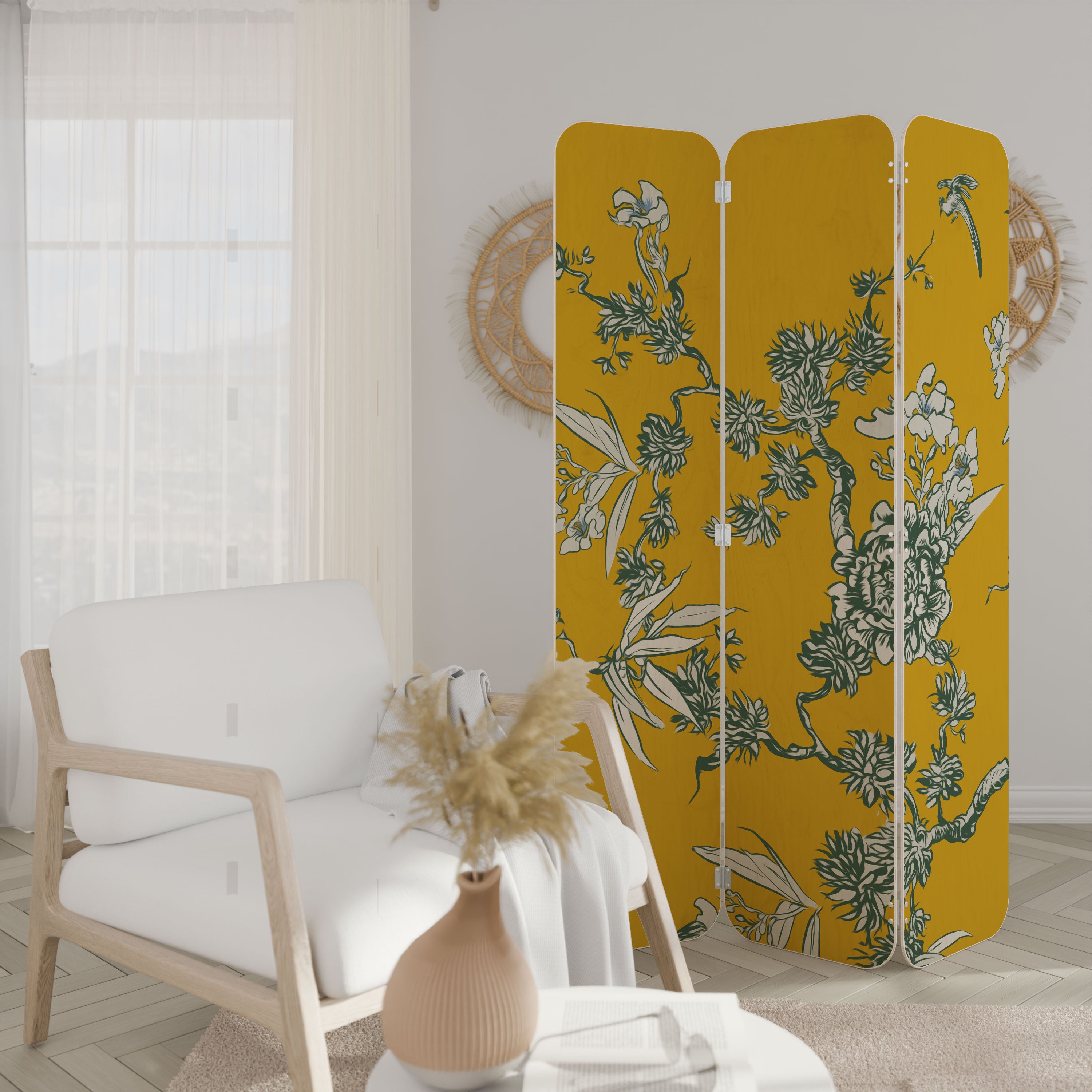 YELLOW CHINOISERIE Parawan 3-skrzydłowy