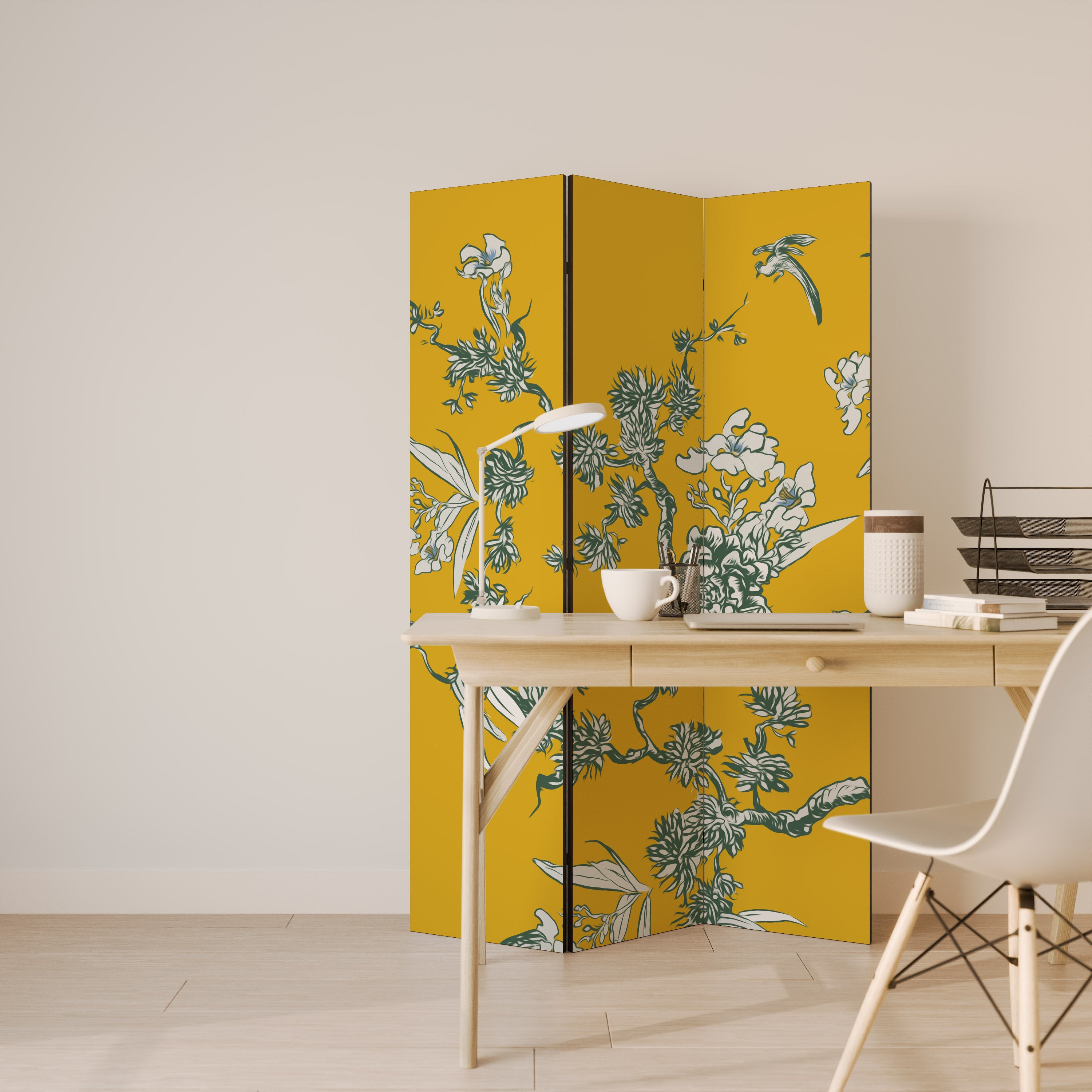 YELLOW CHINOISERIE Dekoracyjny parawan 3-skrzydłowy