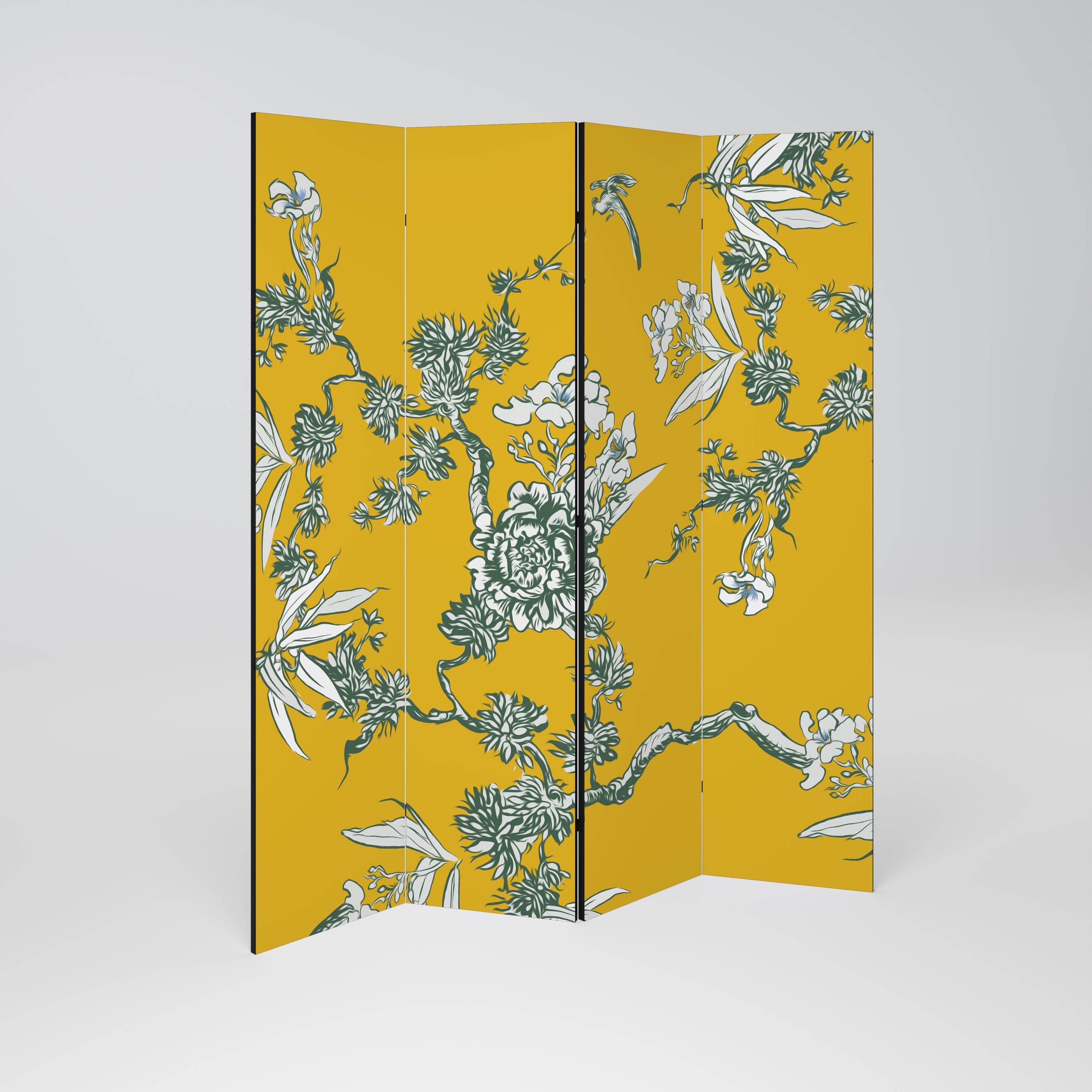 YELLOW CHINOISERIE Dekoracyjny parawan 4-skrzydłowy